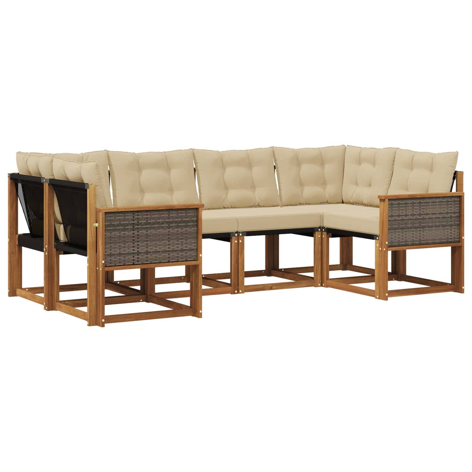vidaXL Outdoor-Sofagarnitur mit Kissen 6 pcs Natur und Beige