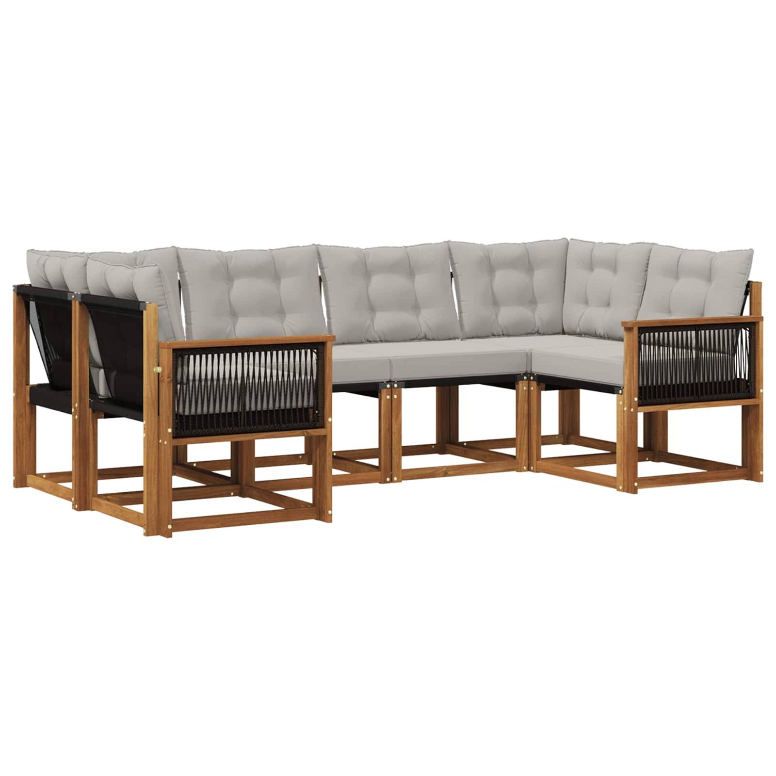 vidaXL Outdoor-Sofagarnitur mit Kissen 6 pcs Natur und Hellgrau
