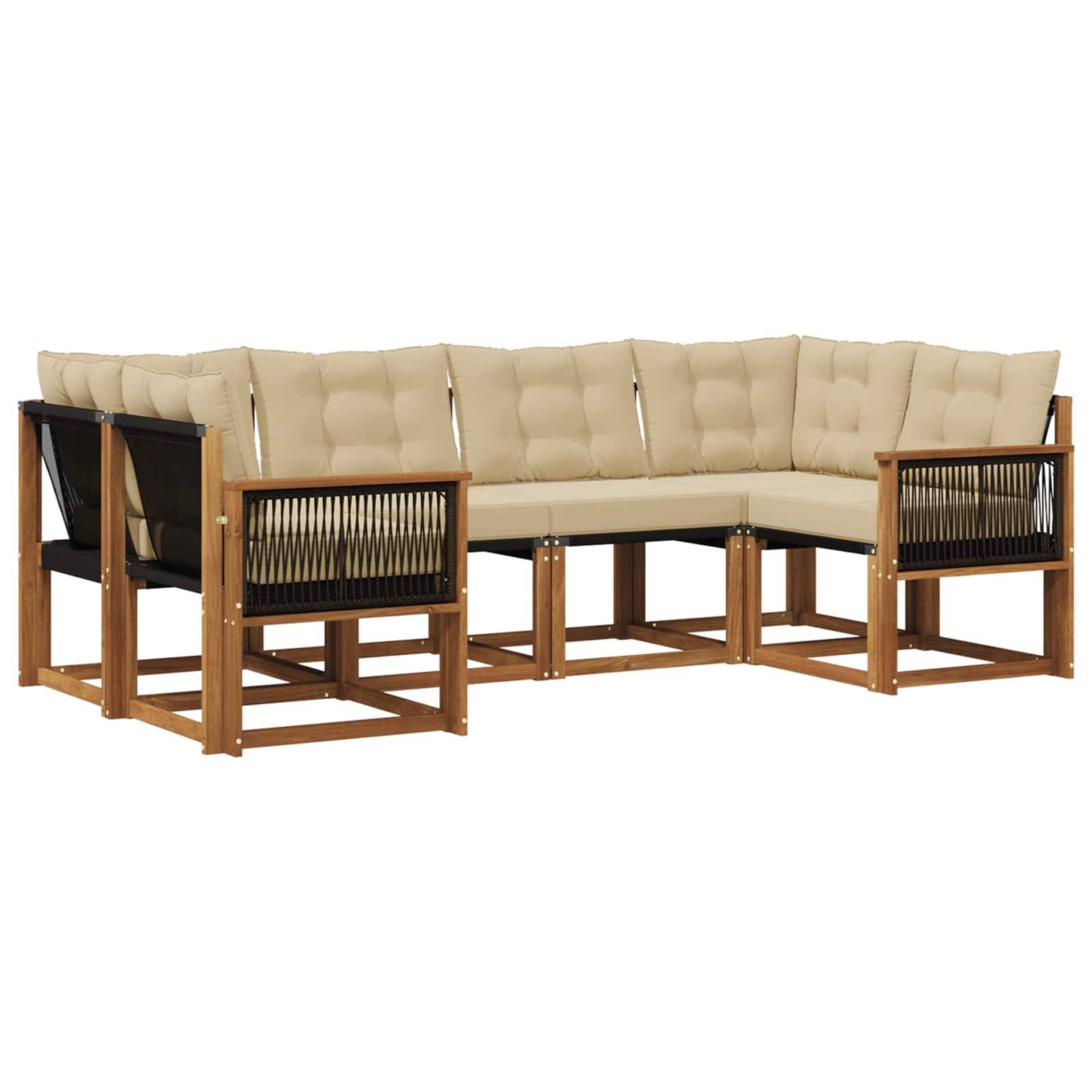 vidaXL Outdoor-Sofagarnitur mit Kissen 6 pcs Natur und Beige
