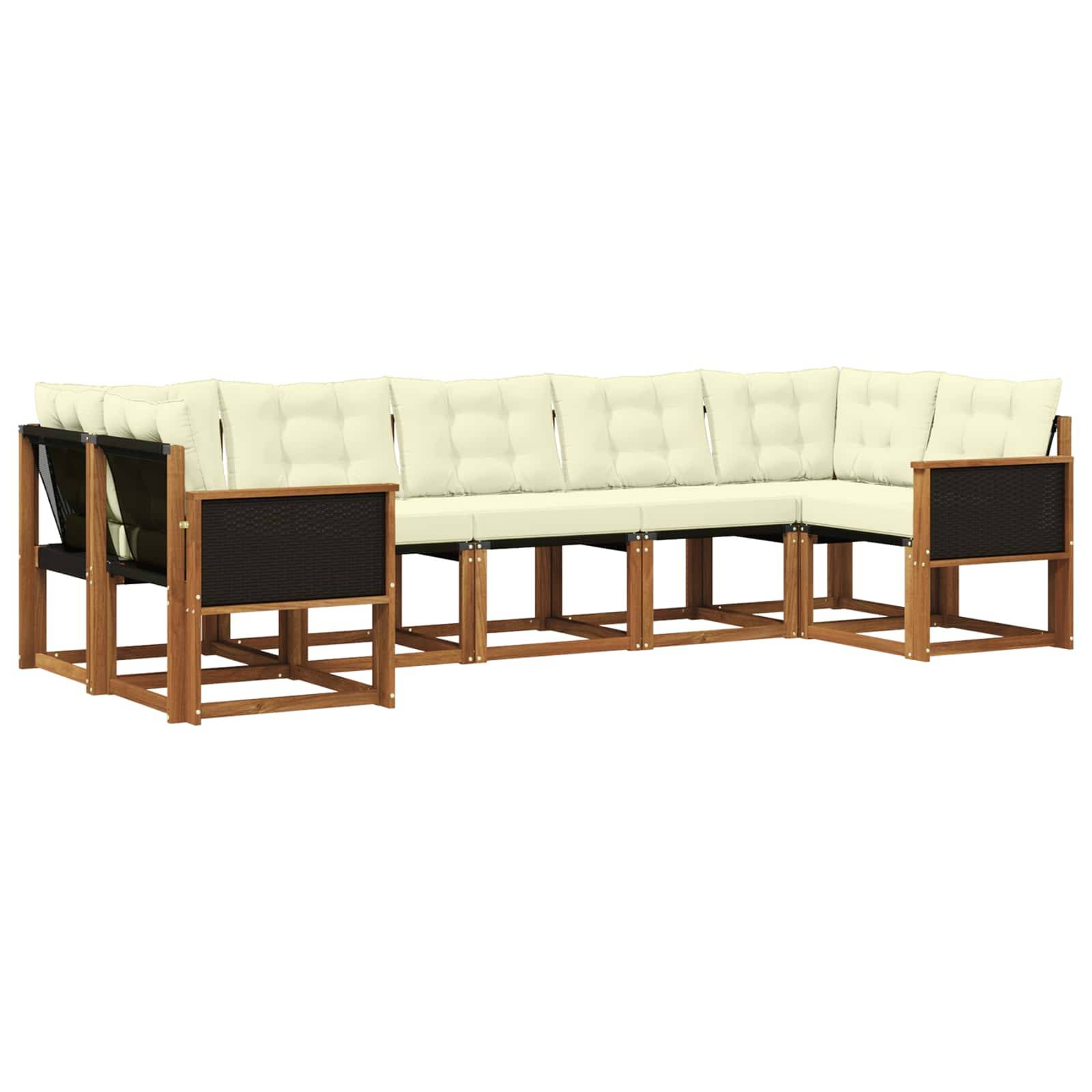 vidaXL Outdoor-Sofagarnitur mit Kissen 7 pcs Natur und Creme