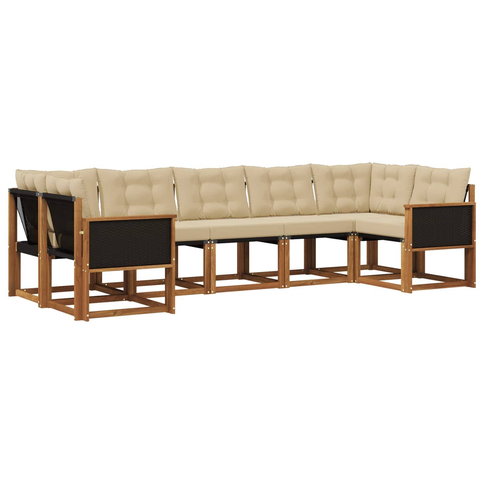 vidaXL Outdoor-Sofagarnitur mit Kissen 7 pcs Natur und Beige