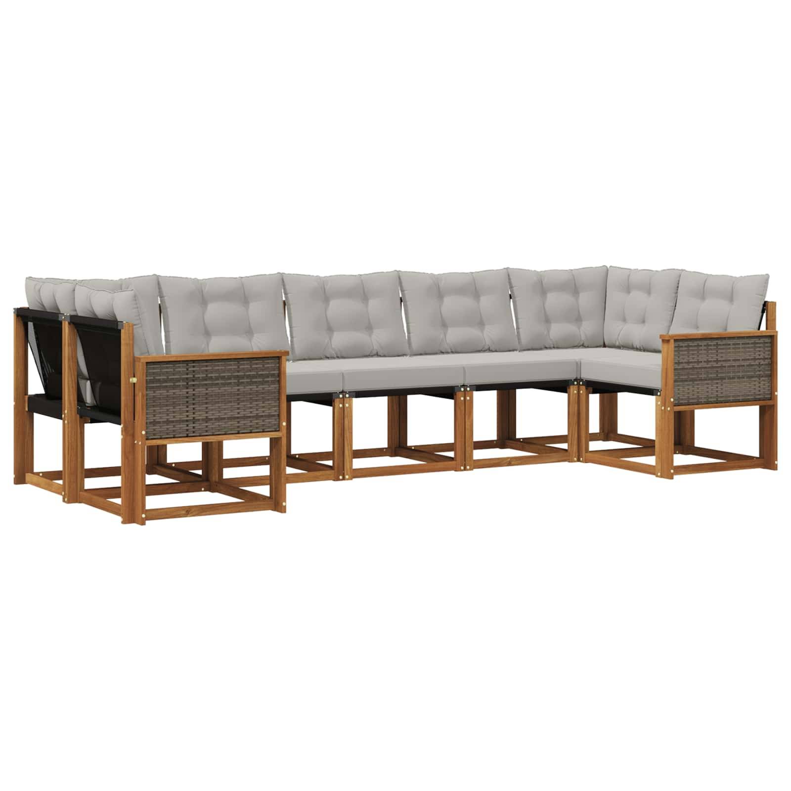 vidaXL Outdoor-Sofagarnitur mit Kissen 7 pcs Natur und Hellgrau