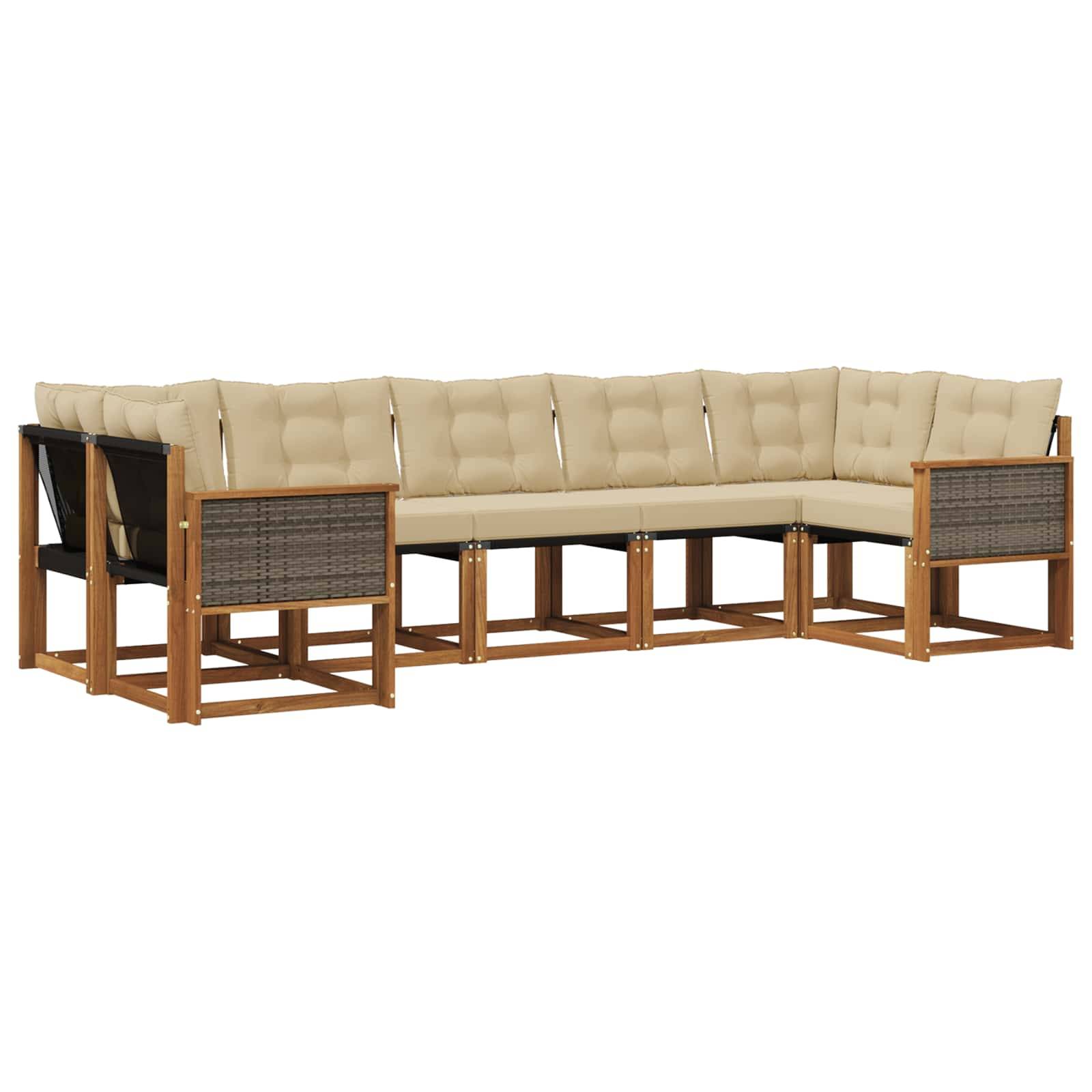 vidaXL Outdoor-Sofagarnitur mit Kissen 7 pcs Natur und Beige
