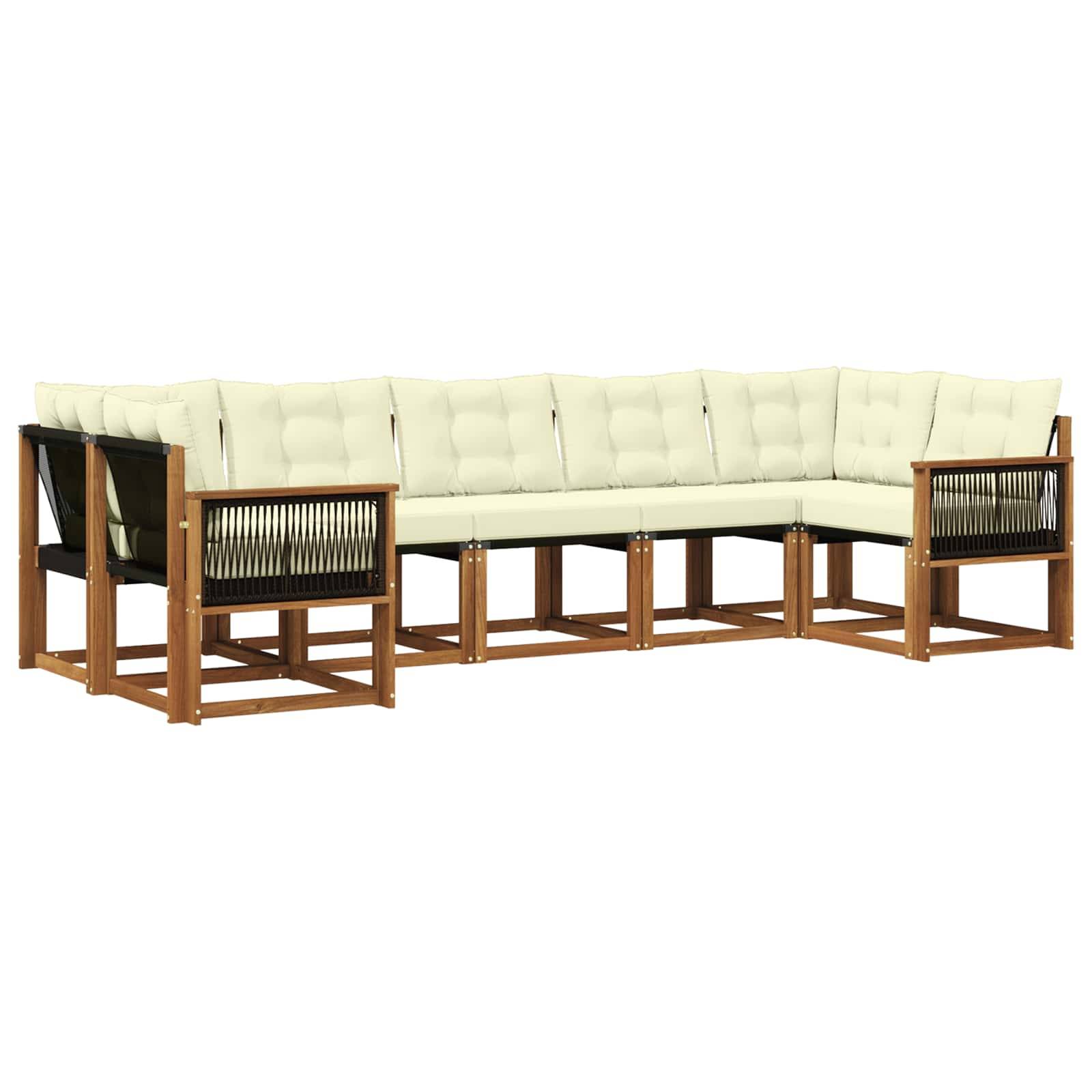 vidaXL Outdoor-Sofagarnitur mit Kissen 7 pcs Natur und Creme