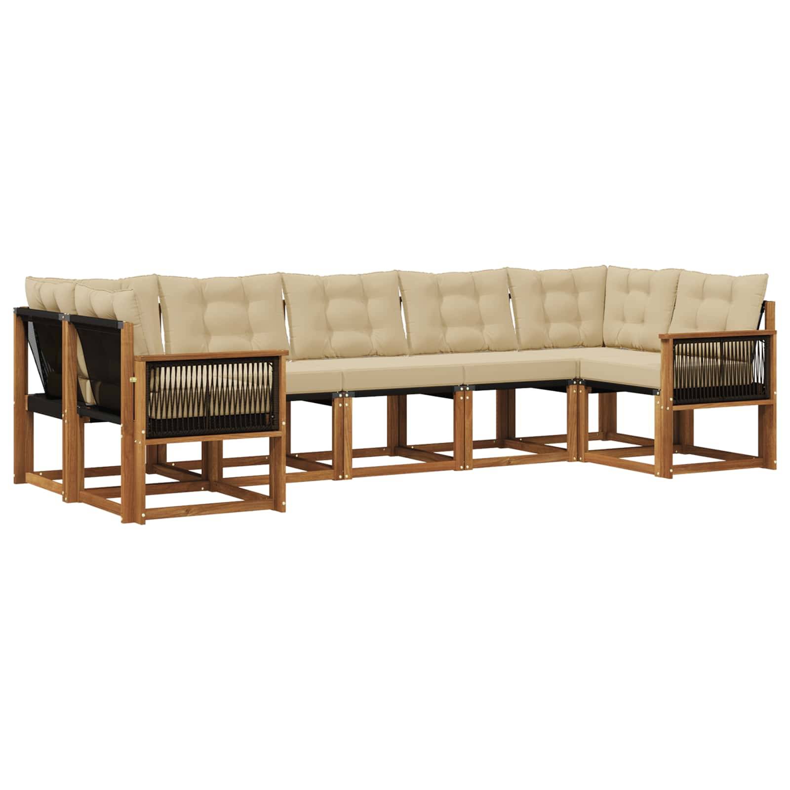 vidaXL Outdoor-Sofagarnitur mit Kissen 7 pcs Natur und Beige