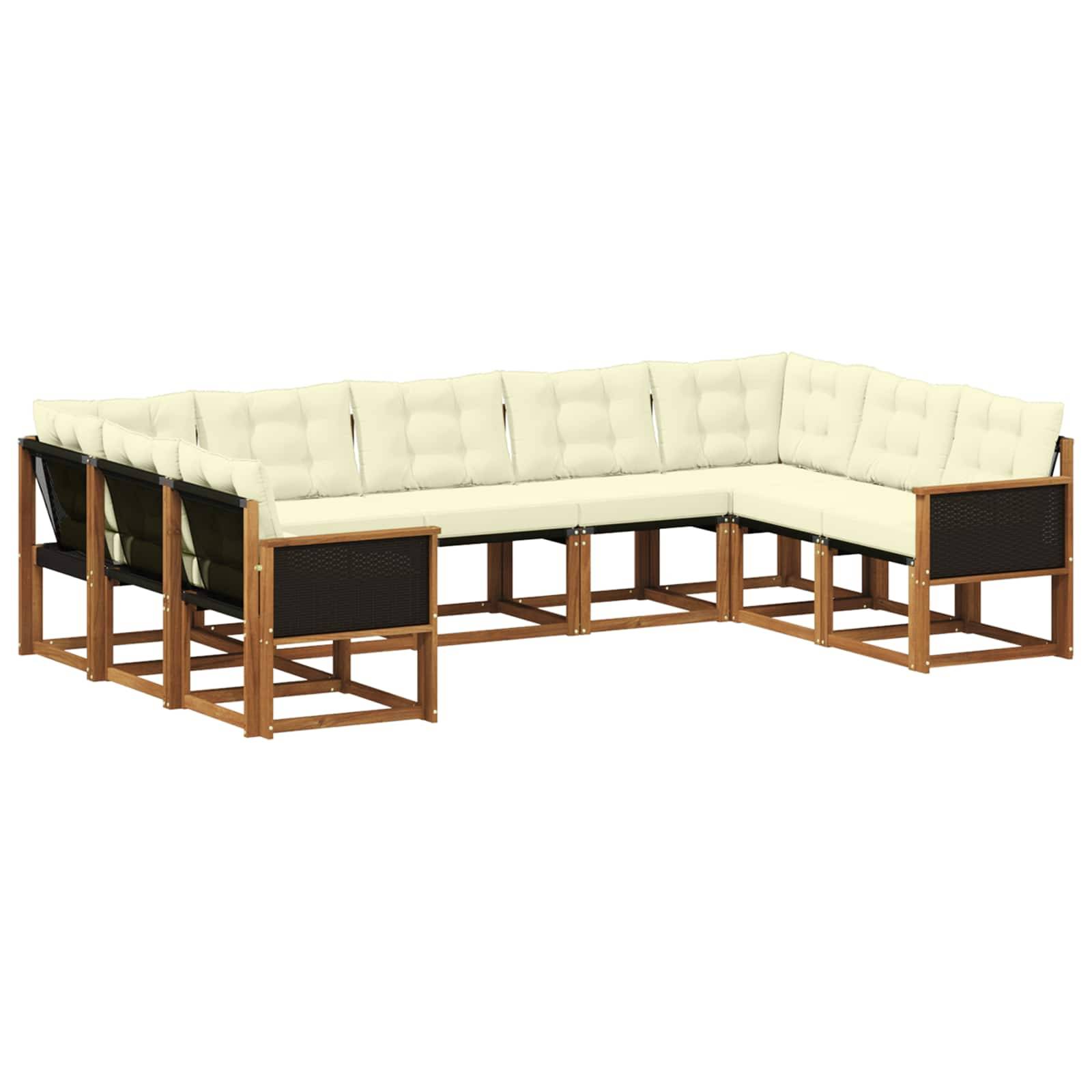 vidaXL Outdoor-Sofagarnitur mit Kissen 9 pcs Natur und Creme