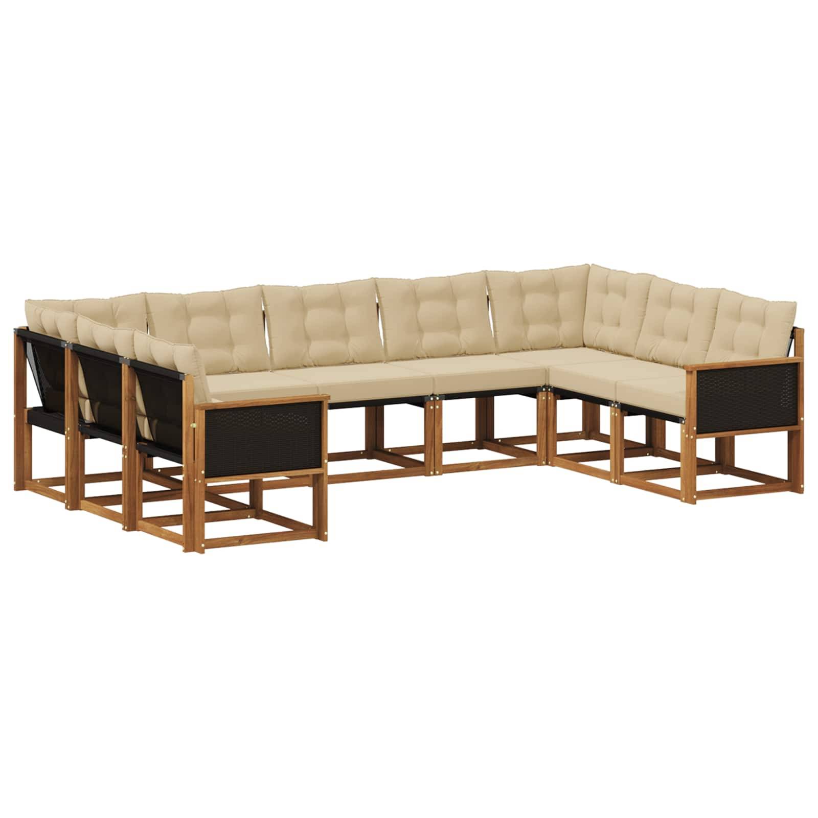 vidaXL Outdoor-Sofagarnitur mit Kissen 9 pcs Natur und Beige
