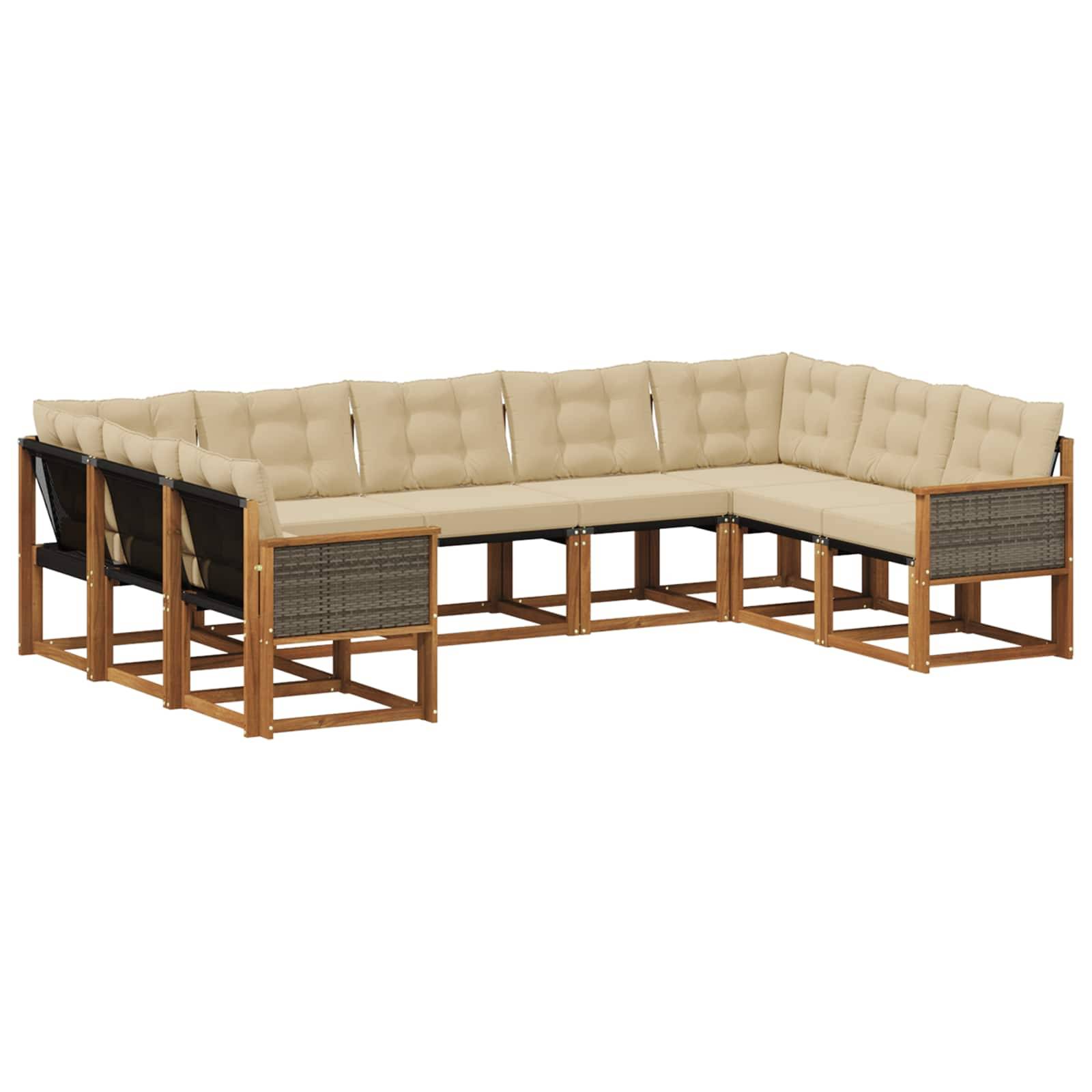 vidaXL Outdoor-Sofagarnitur mit Kissen 9 pcs Natur und Beige