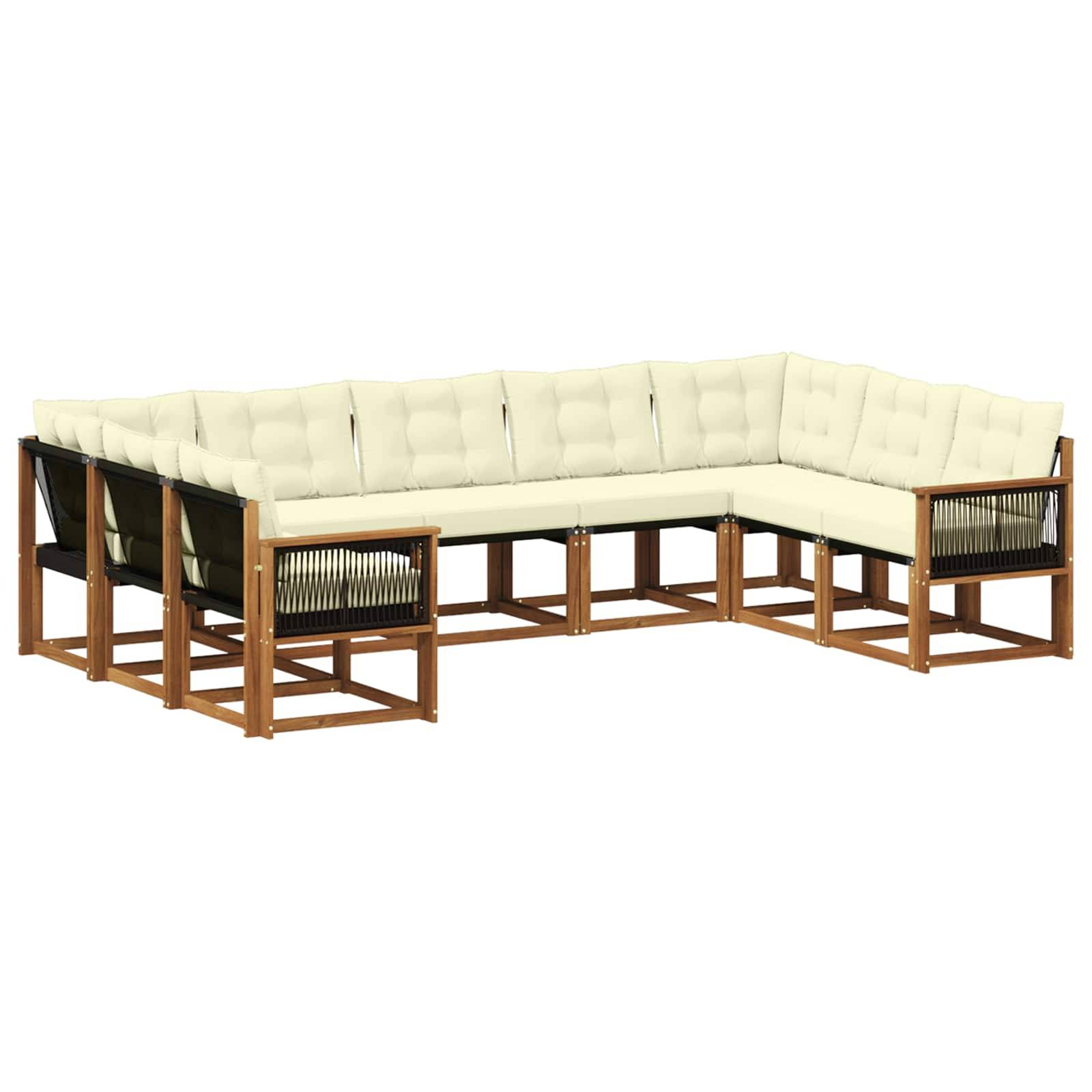 vidaXL Outdoor-Sofagarnitur mit Kissen 9 pcs Natur und Creme