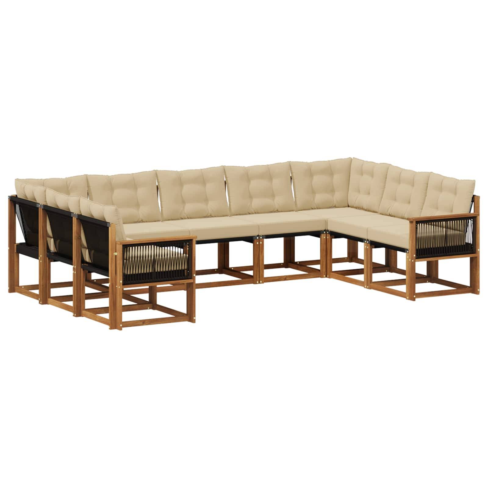 vidaXL Outdoor-Sofagarnitur mit Kissen 9 pcs Natur und Beige