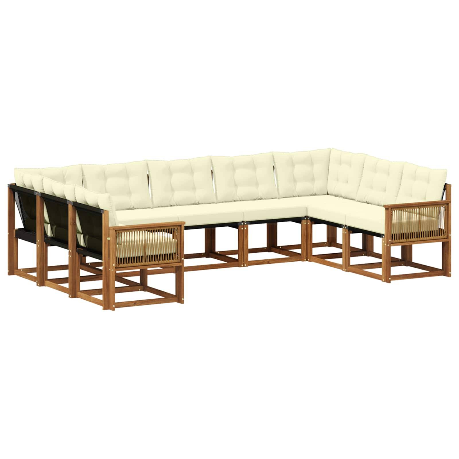 vidaXL Outdoor-Sofagarnitur mit Kissen 9 pcs Natur und Creme