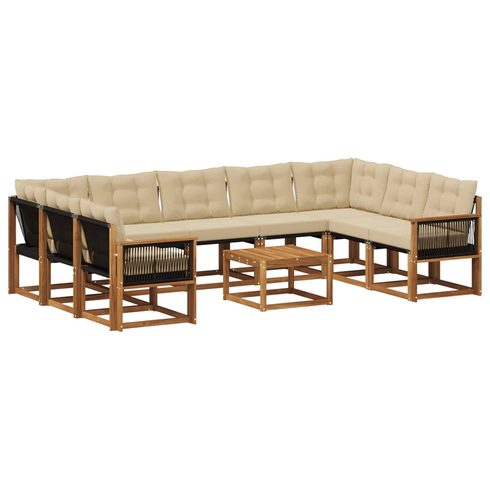 vidaXL Outdoor-Sofagarnitur mit Kissen 10 pcs Natur und Beige