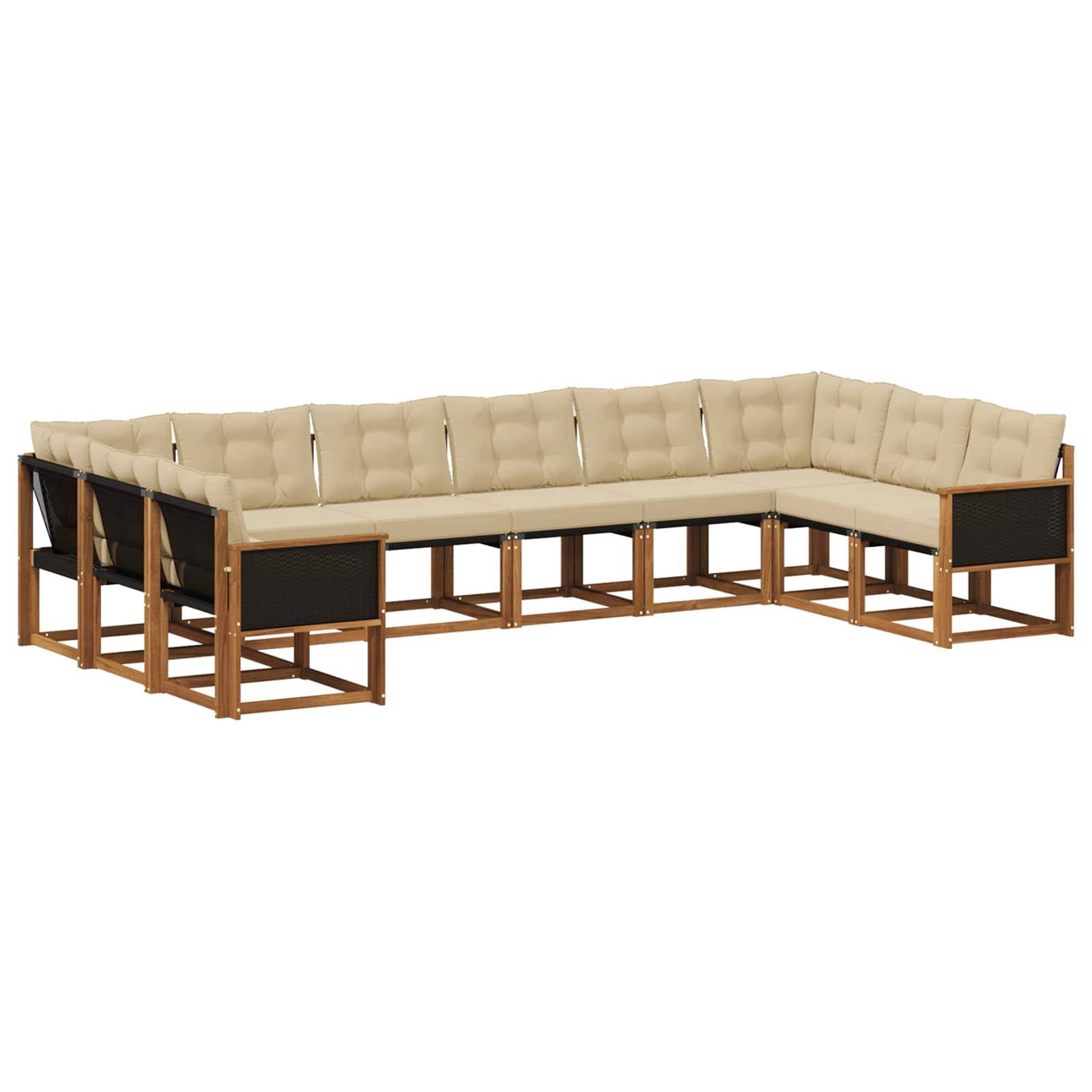 vidaXL Outdoor-Sofagarnitur mit Kissen 10 pcs Natur und Beige