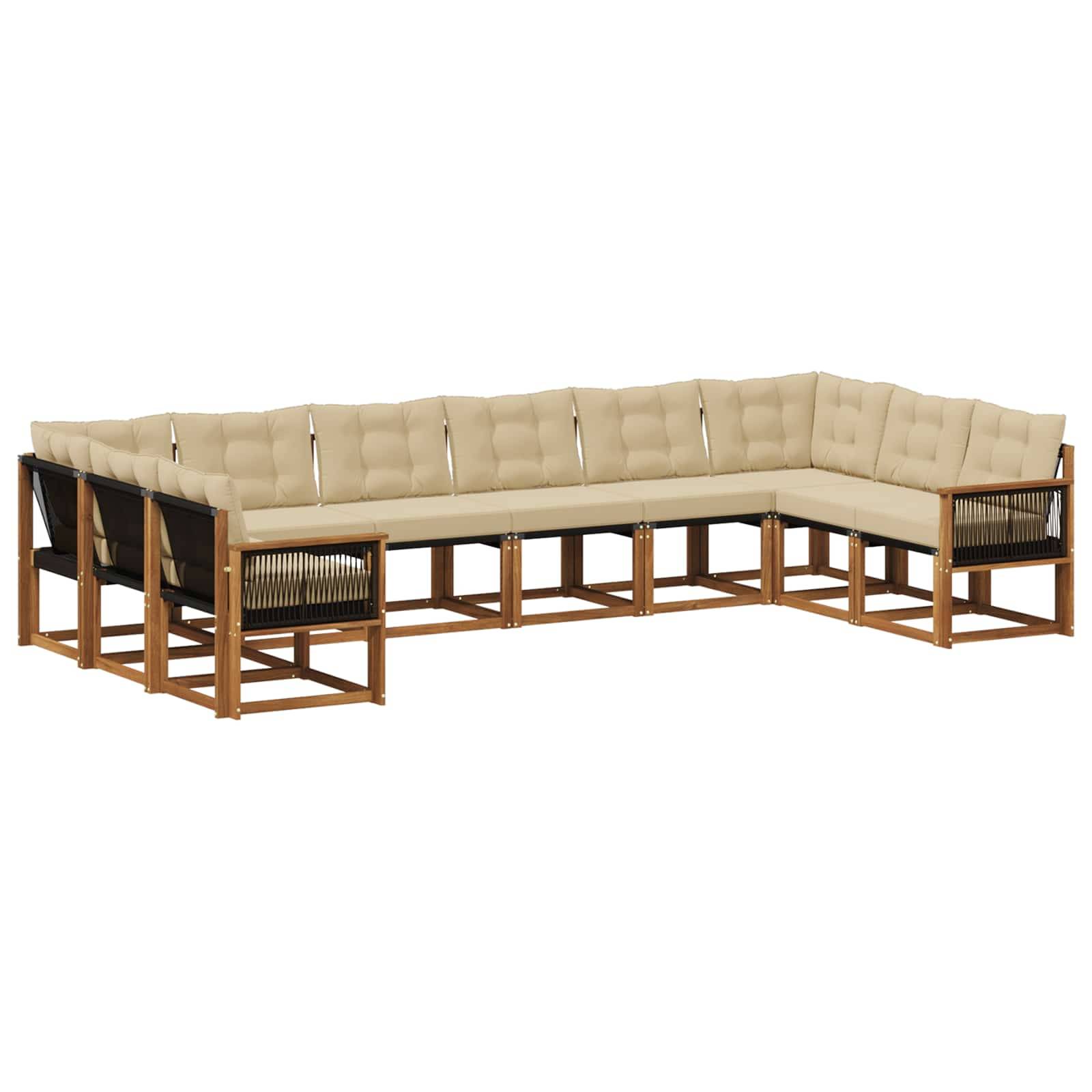 vidaXL Outdoor-Sofagarnitur mit Kissen 10 pcs Natur und Beige