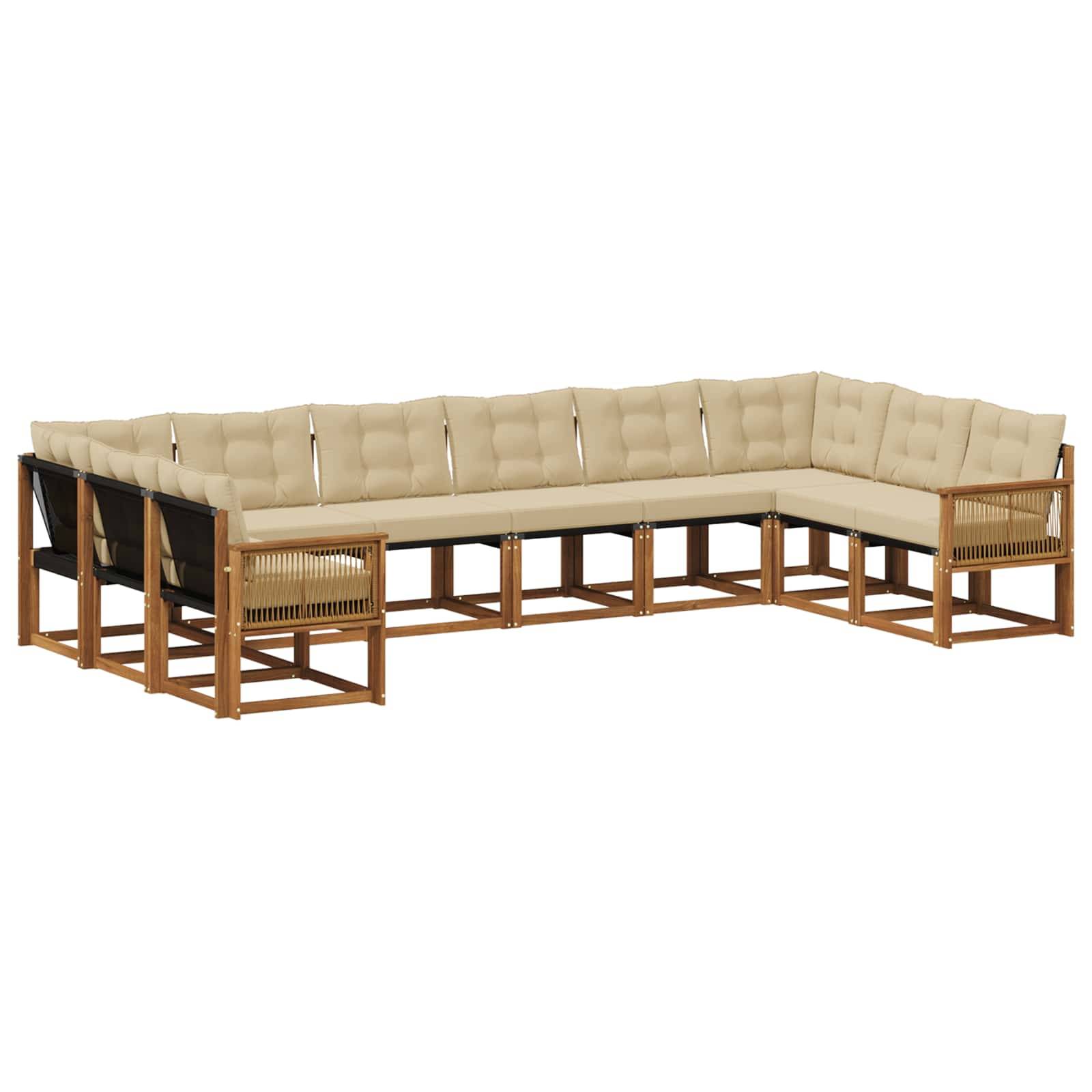 vidaXL Outdoor-Sofagarnitur mit Kissen 10 pcs Natur und Beige