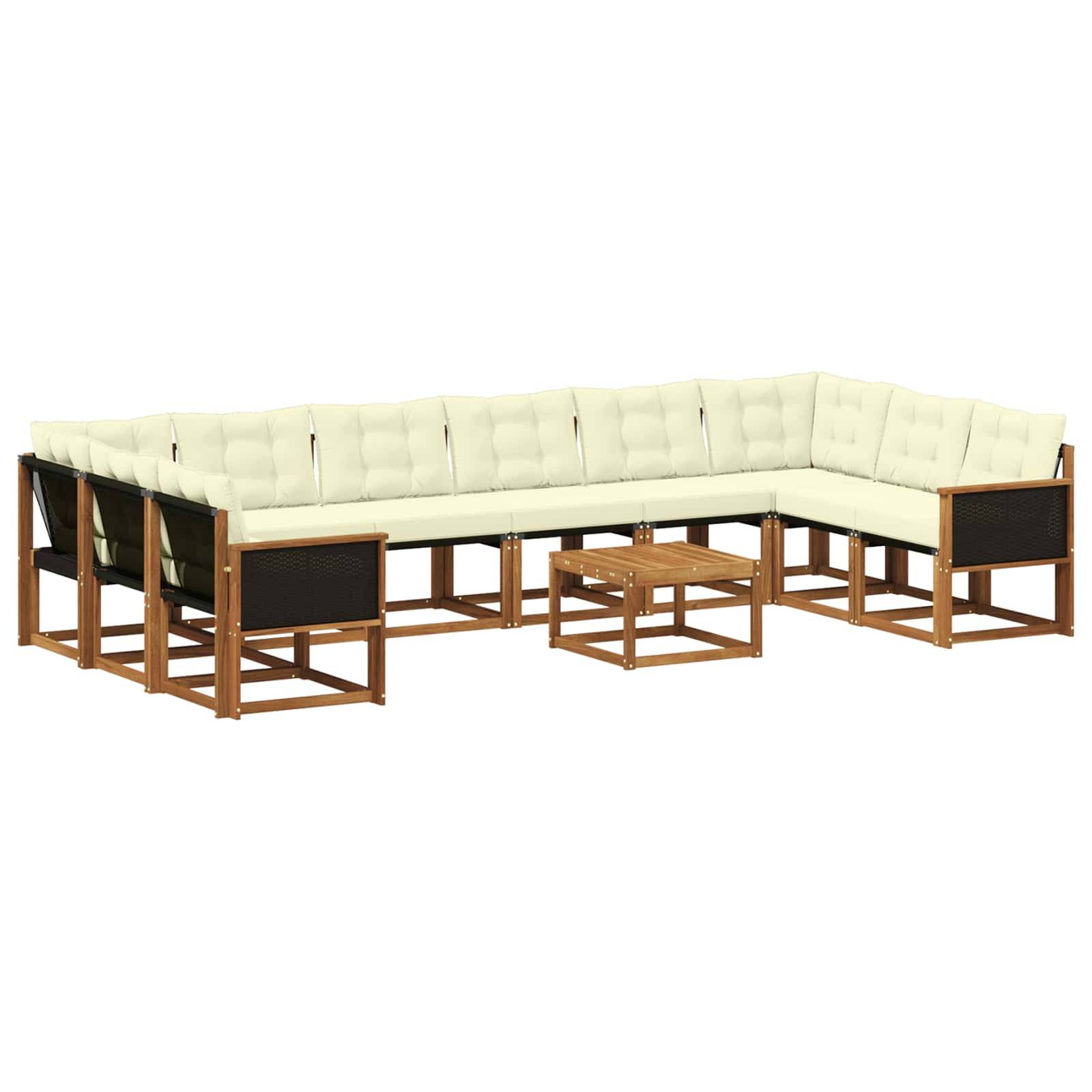 vidaXL Outdoor-Sofagarnitur mit Kissen 11 pcs Natur und Creme