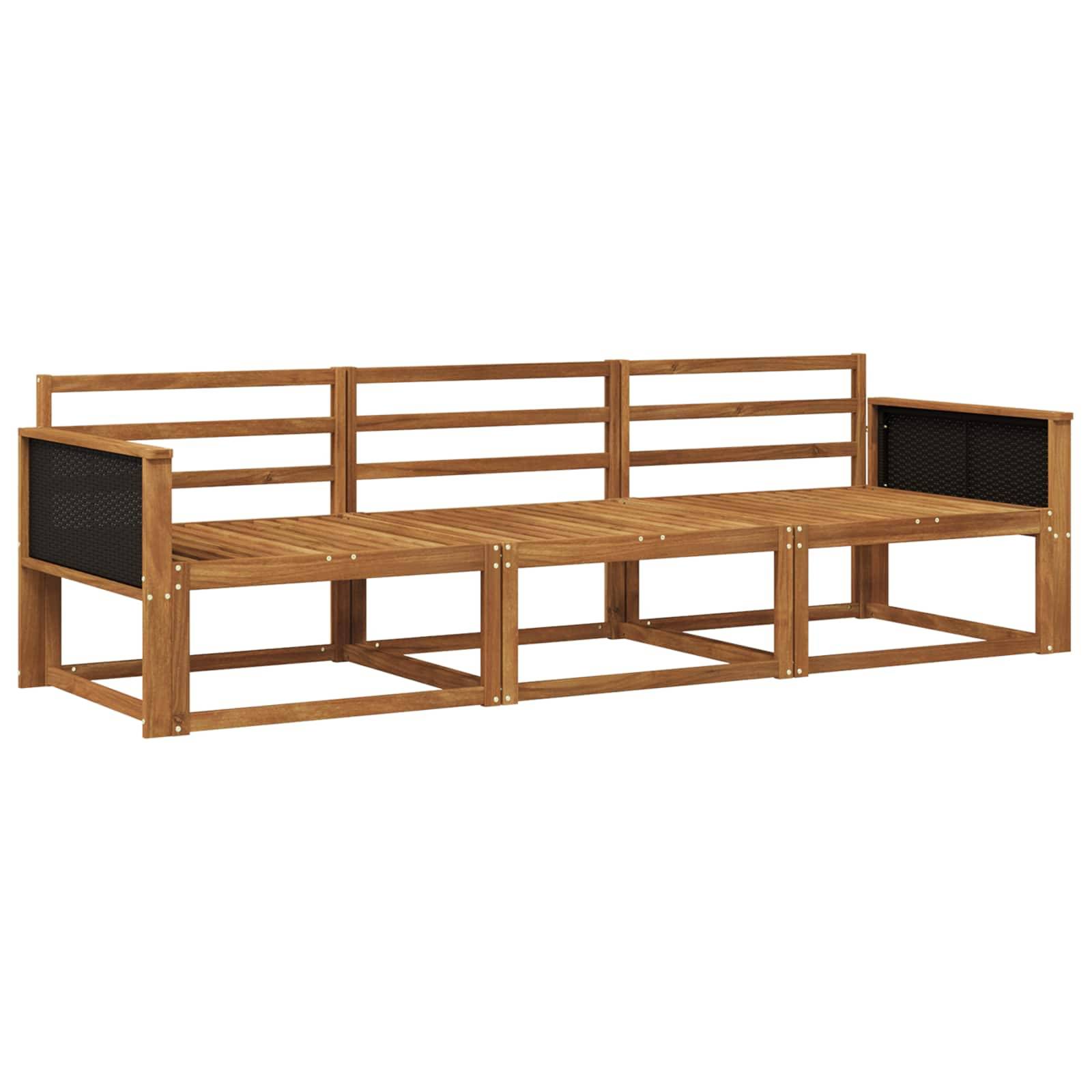 vidaXL Outdoor-Sofagarnitur 3 pcs Natur Massivholz Akazie