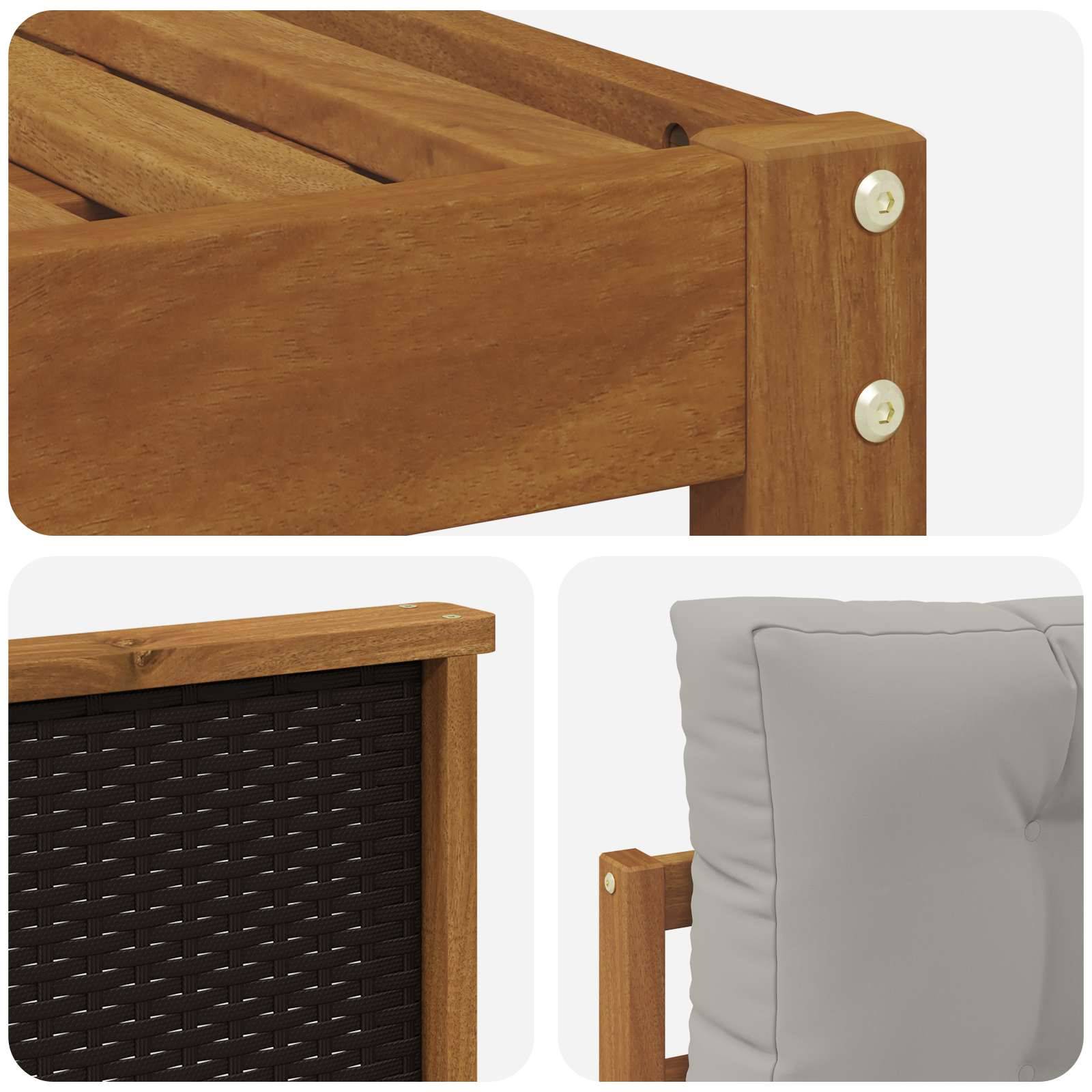 vidaXL Outdoor-Sofagarnitur mit Kissen 6 pcs Natürlich und Hellgrau