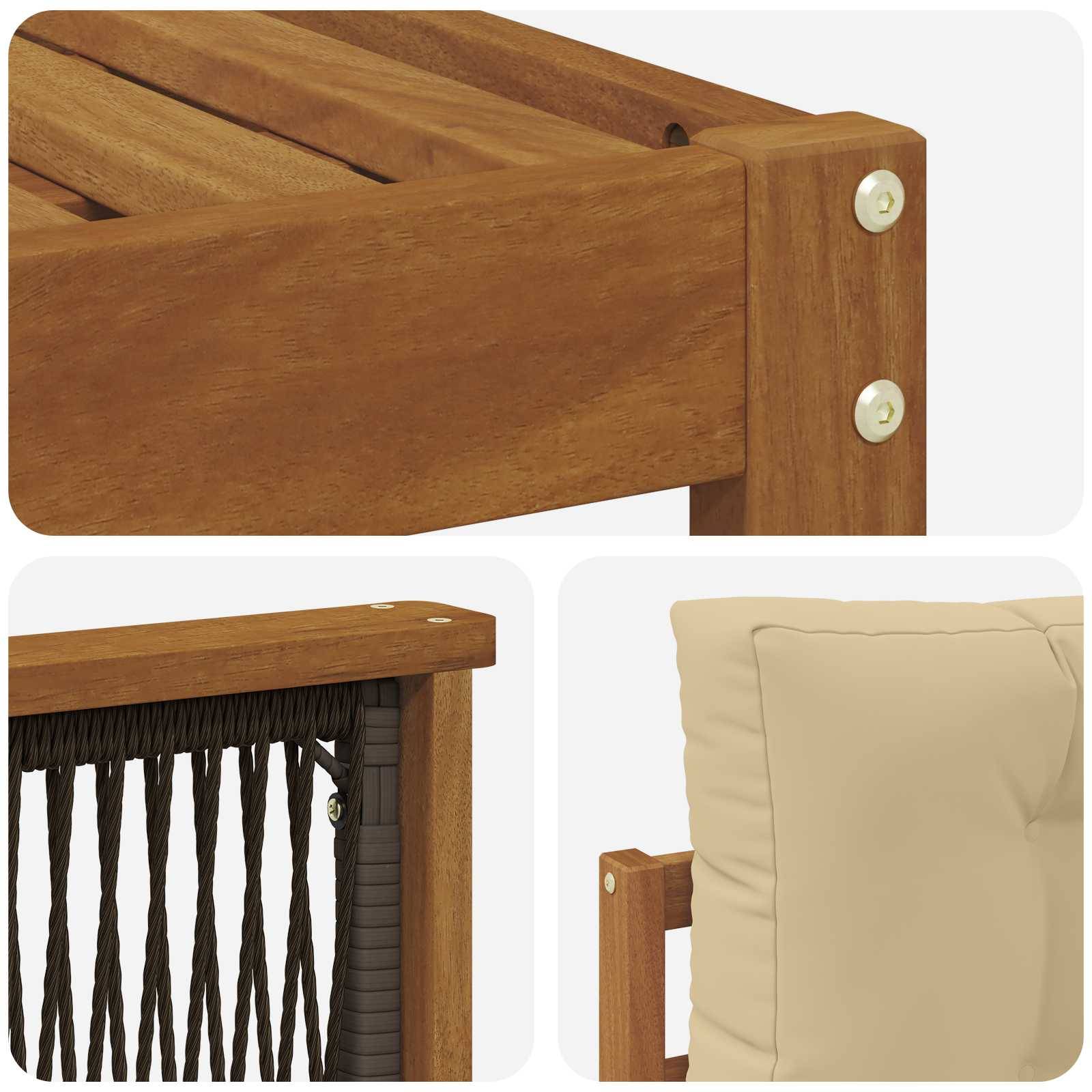 vidaXL Outdoor-Sofagarnitur Natur und Beige 249 x 162,5 x 73 cm