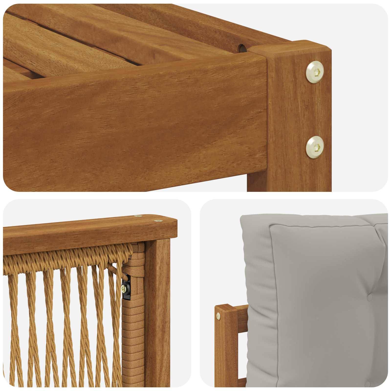 vidaXL Outdoor-Sofagarnitur mit Kissen 6 pcs Natürlich und Hellgrau