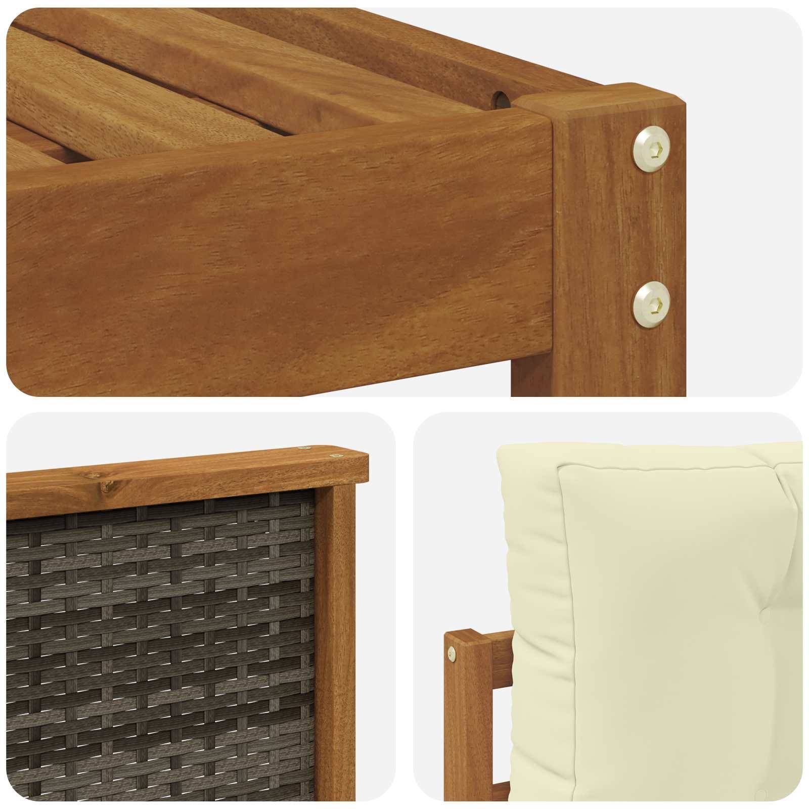 vidaXL Outdoor-Sofagarnitur mit Kissen 4 pcs Natur und Creme