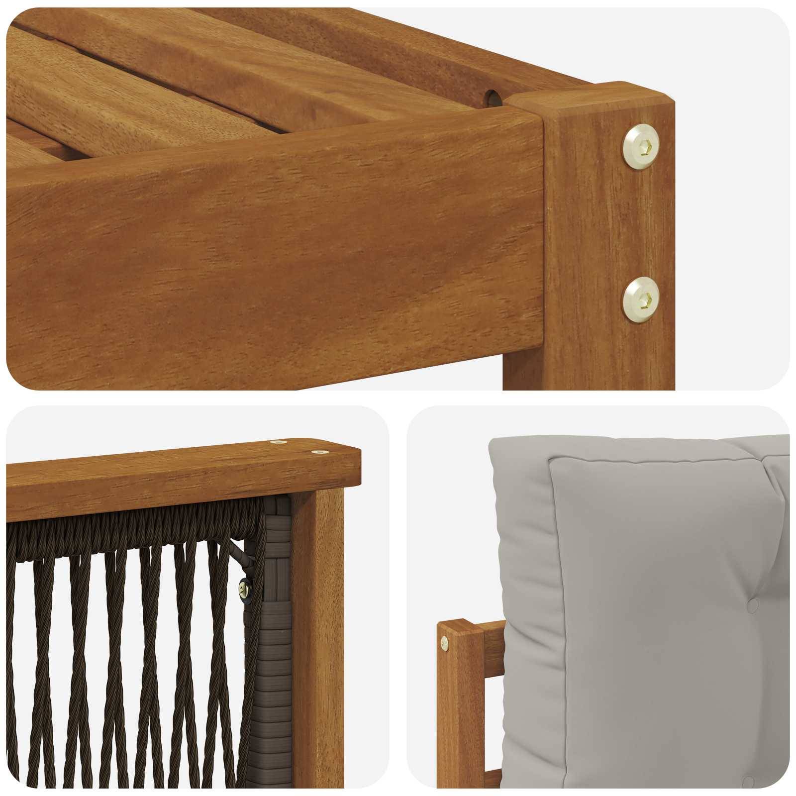 vidaXL Outdoor-Sofagarnitur mit Kissen 7 pcs Natürlich und Hellgrau