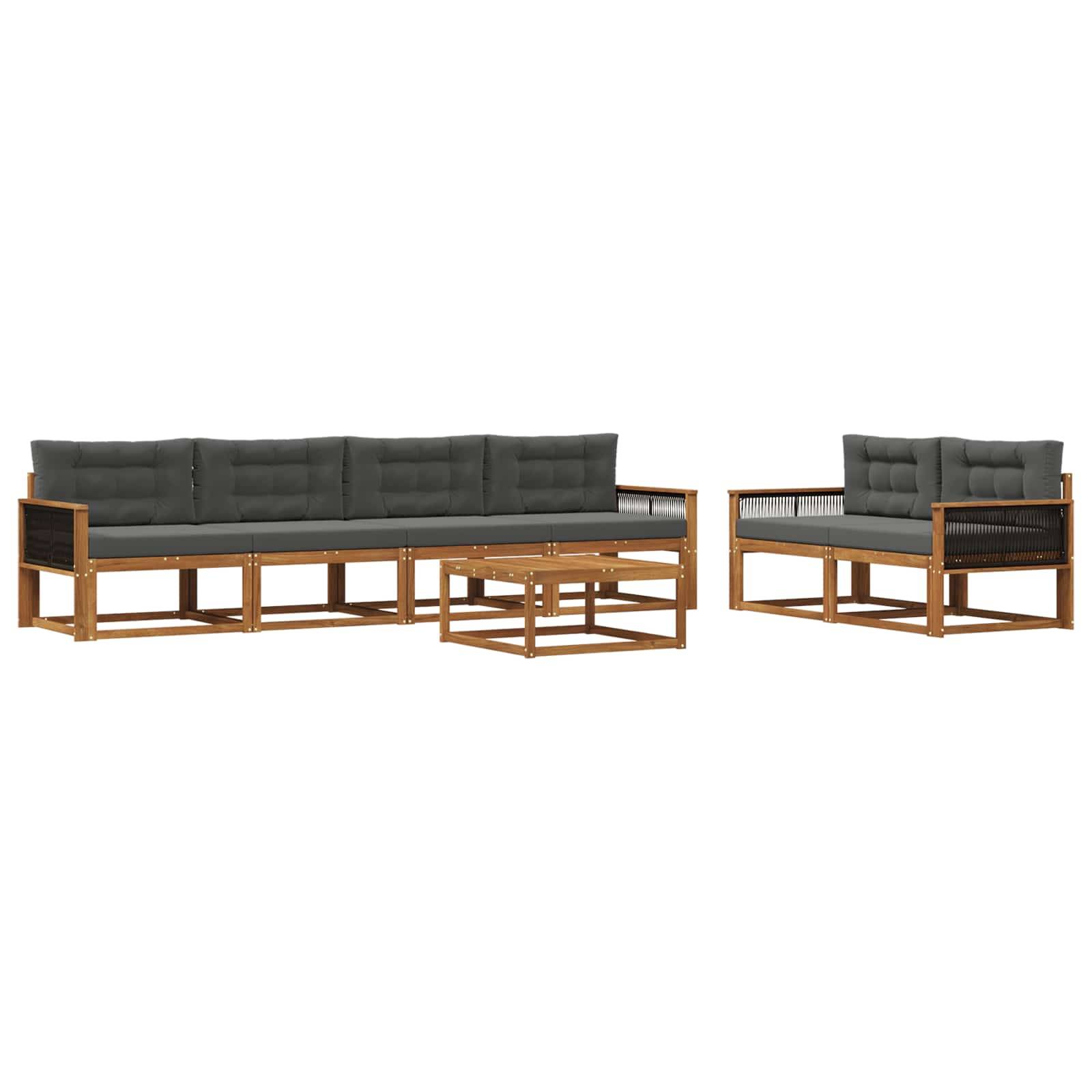 vidaXL Outdoor-Sofagarnitur mit Kissen 7 pcs Natur und Anthrazit