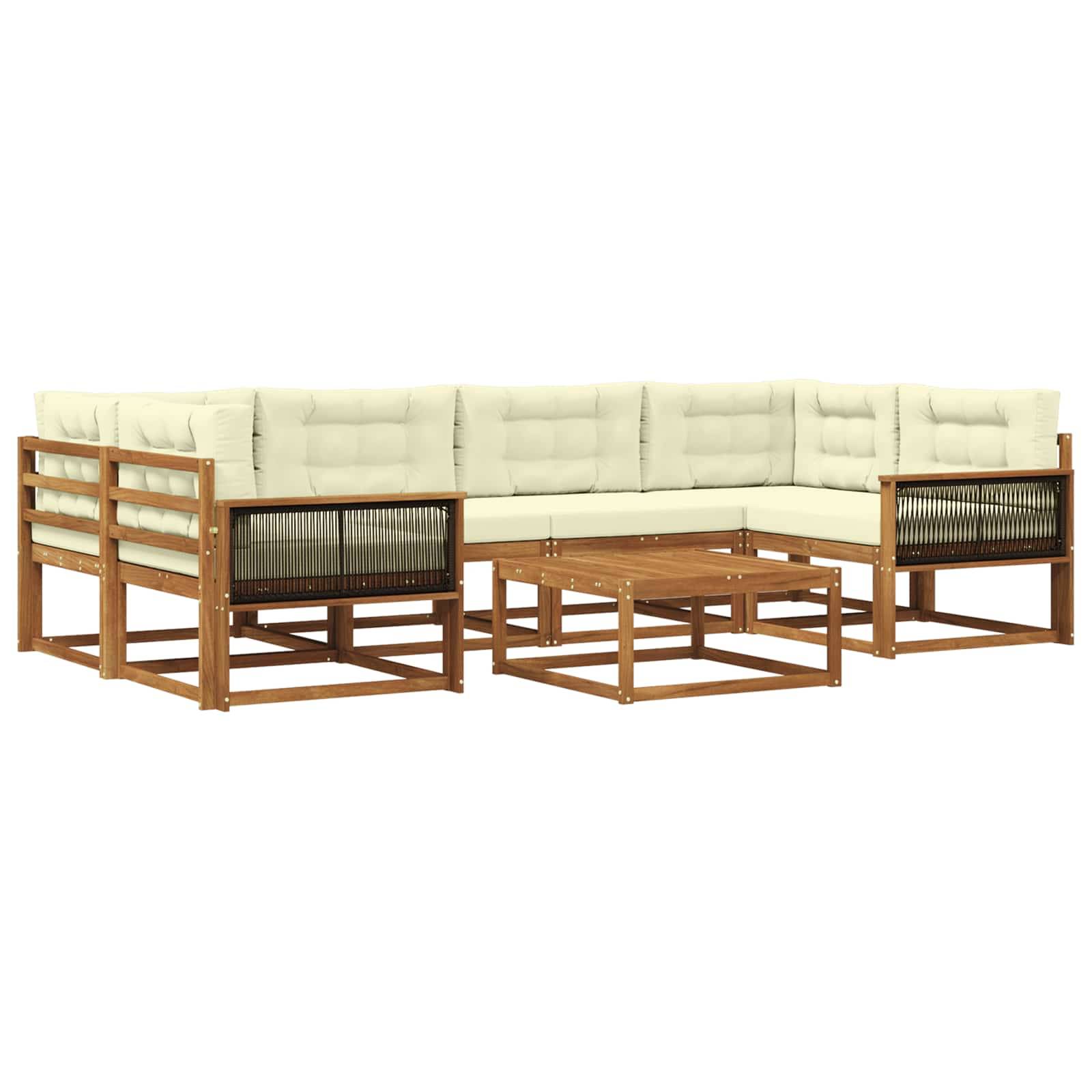 vidaXL Outdoor-Sofagarnitur mit Kissen 7 pcs Natur und Creme