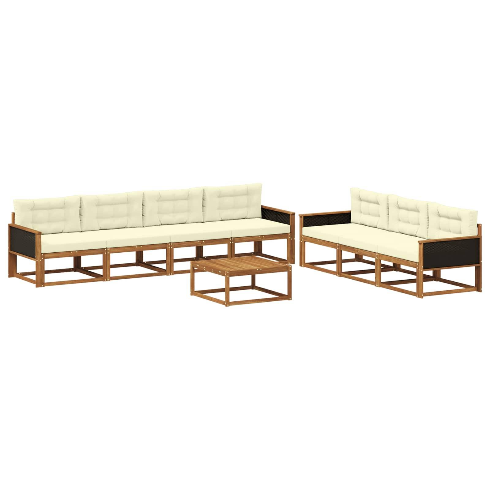 vidaXL Outdoor-Sofagarnitur mit Kissen 8 pcs Natur und Creme