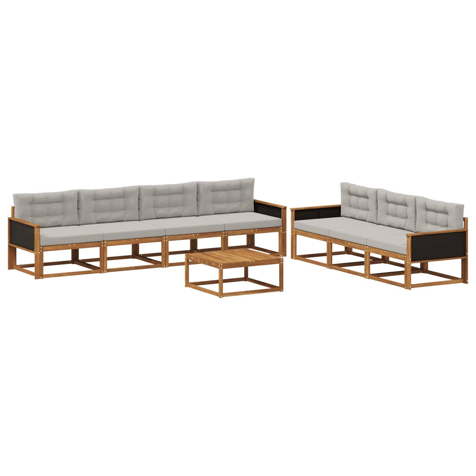 vidaXL Outdoor-Sofagarnitur mit Kissen 8 pcs Natur und Hellgrau