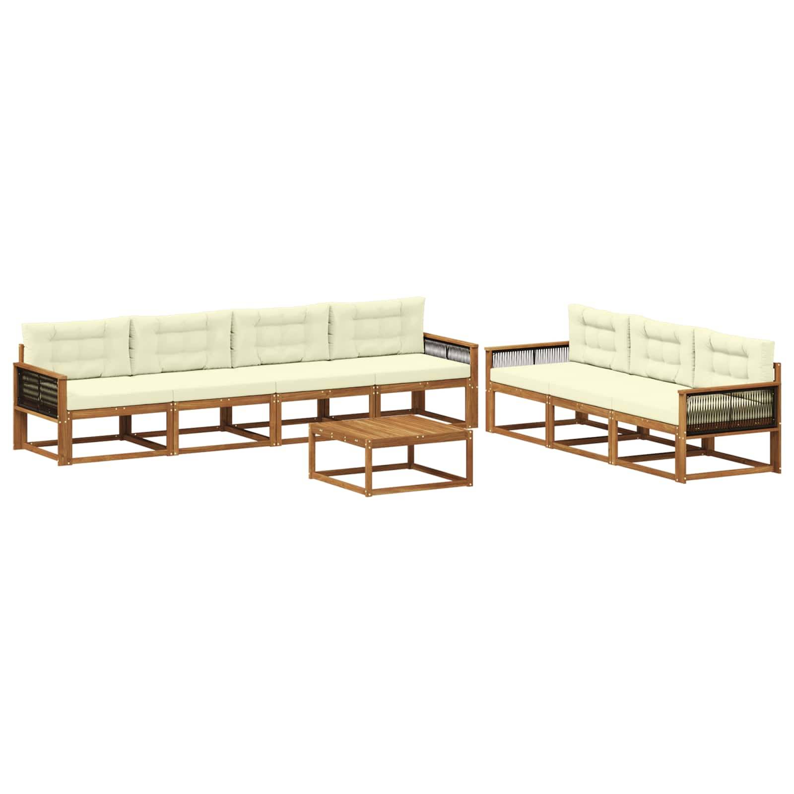 vidaXL Outdoor-Sofagarnitur mit Kissen 8 pcs Natur und Creme