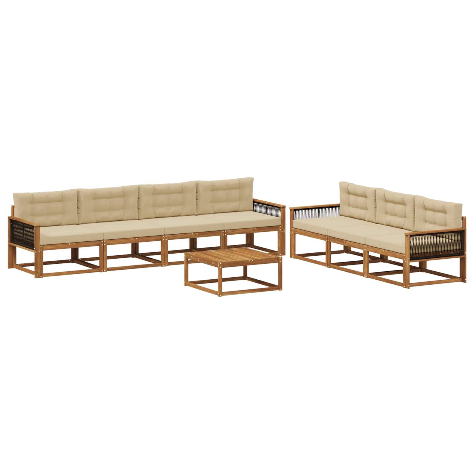 vidaXL Outdoor-Sofagarnitur mit Kissen 8 pcs Natur und Beige