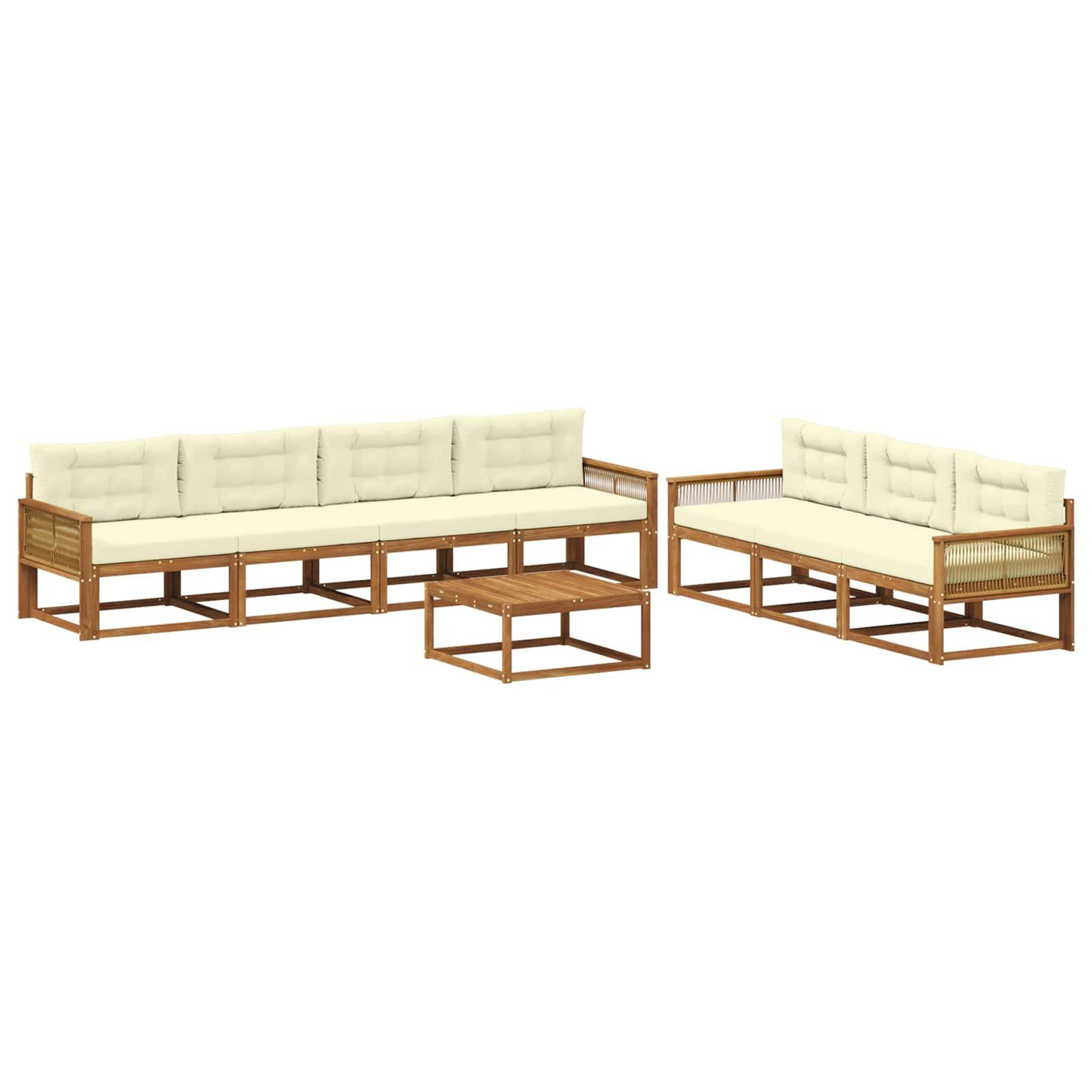 vidaXL Outdoor-Sofagarnitur mit Kissen 8 pcs Natur und Creme