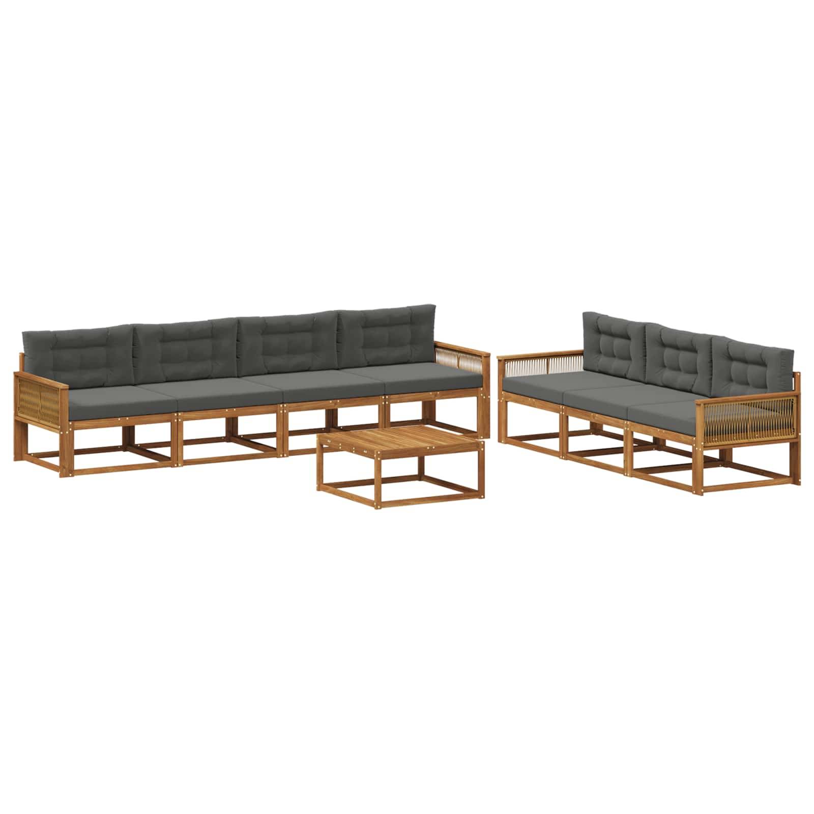vidaXL Outdoor-Sofagarnitur mit Kissen 8 pcs Natur und Anthrazit