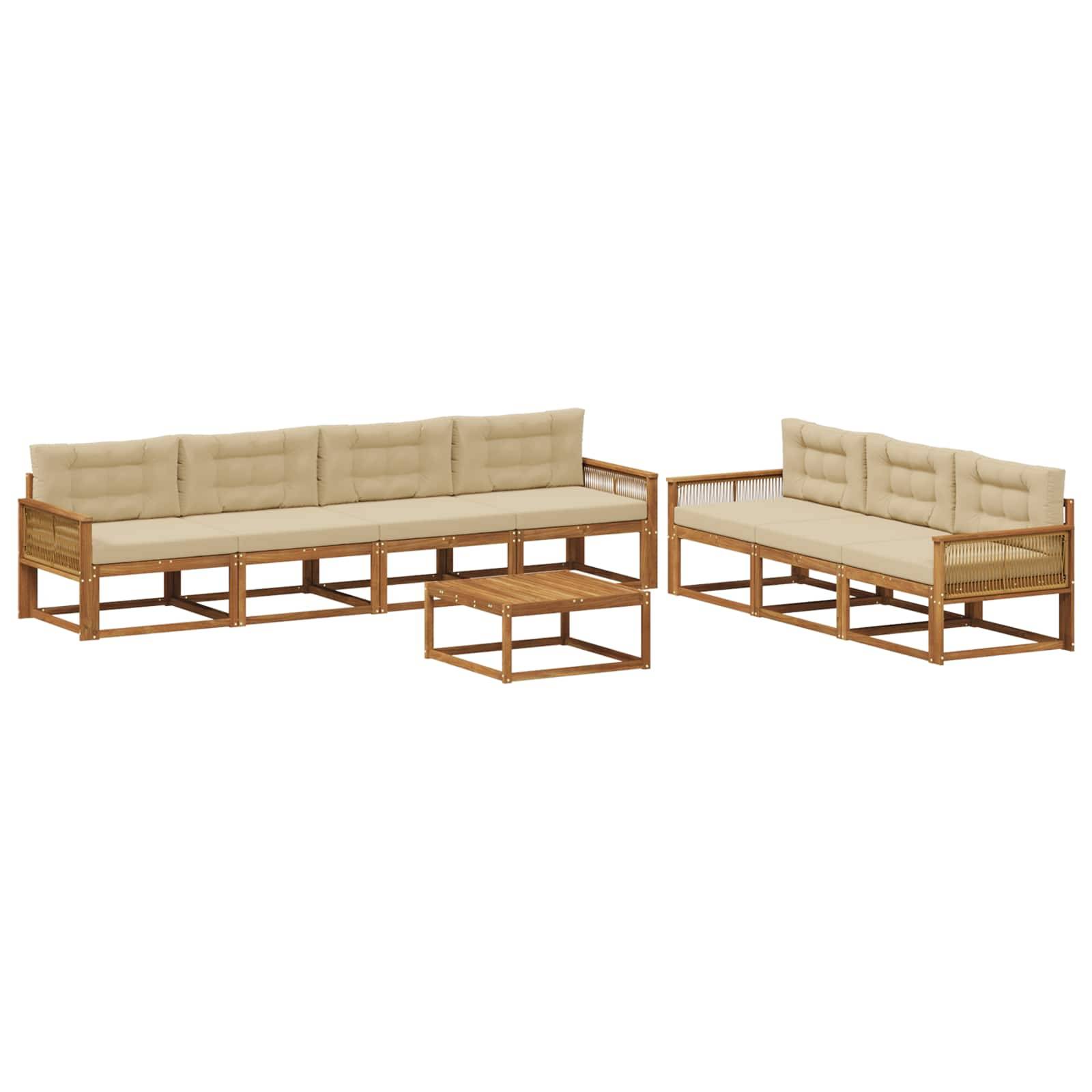 vidaXL Outdoor-Sofagarnitur mit Kissen 8 pcs Natur und Beige