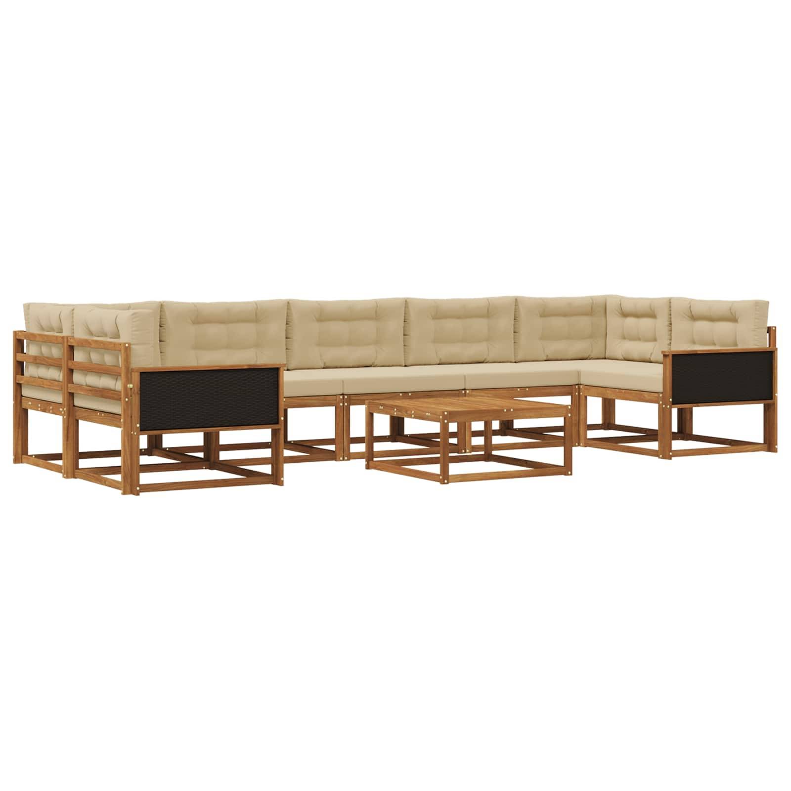 vidaXL Outdoor-Sofagarnitur mit Kissen 8 pcs Natur und Beige