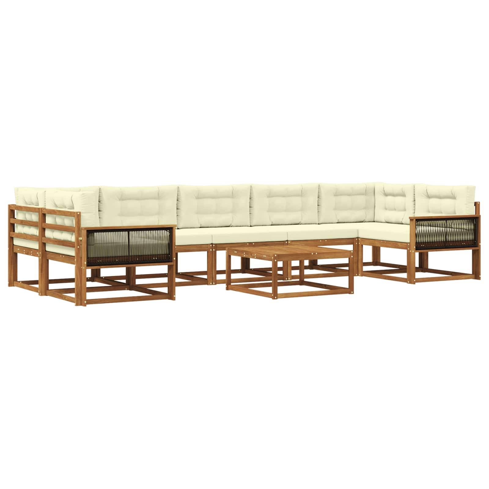 vidaXL Outdoor-Sofagarnitur mit Kissen 8 pcs Natur und Creme