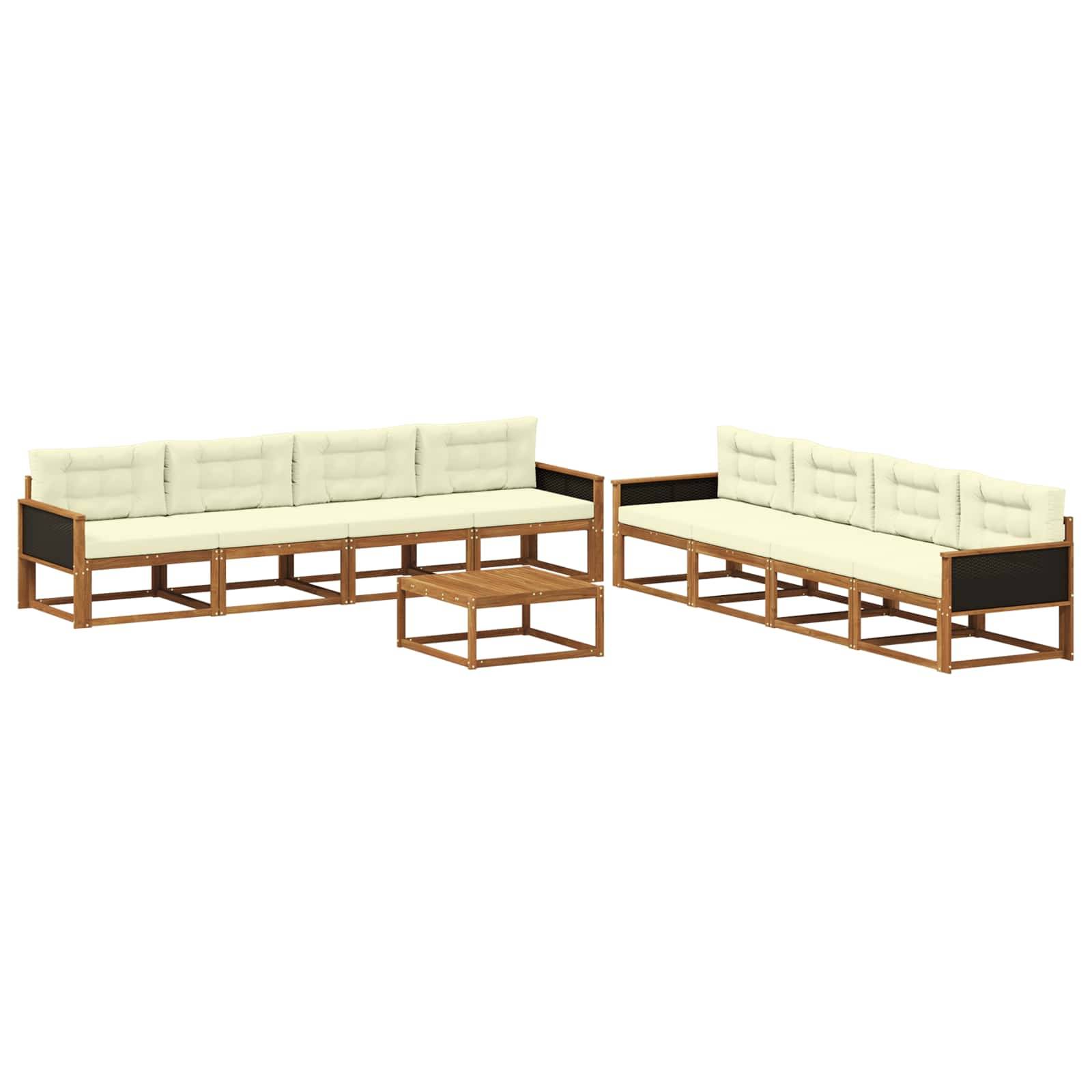 vidaXL Outdoor-Sofagarnitur mit Kissen 9 pcs Natur und Creme