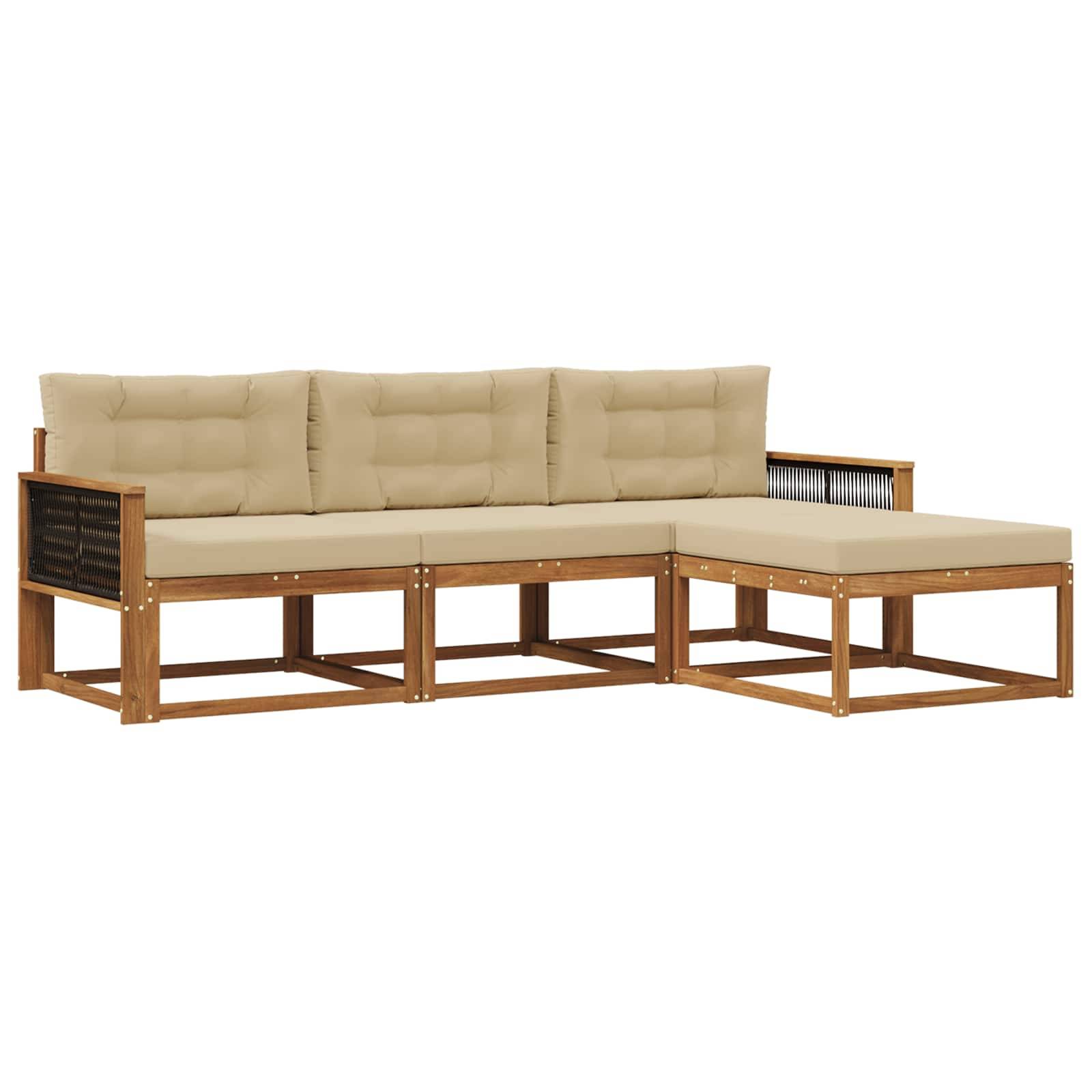 vidaXL Outdoor-Sofagarnitur mit Kissen 4 pcs Natur und Beige