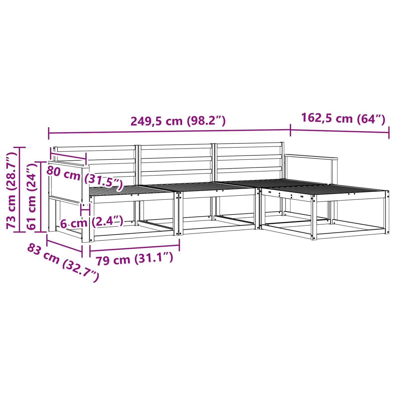 vidaXL Outdoor-Sofagarnitur 4 pcs Natur Massivholz Akazie