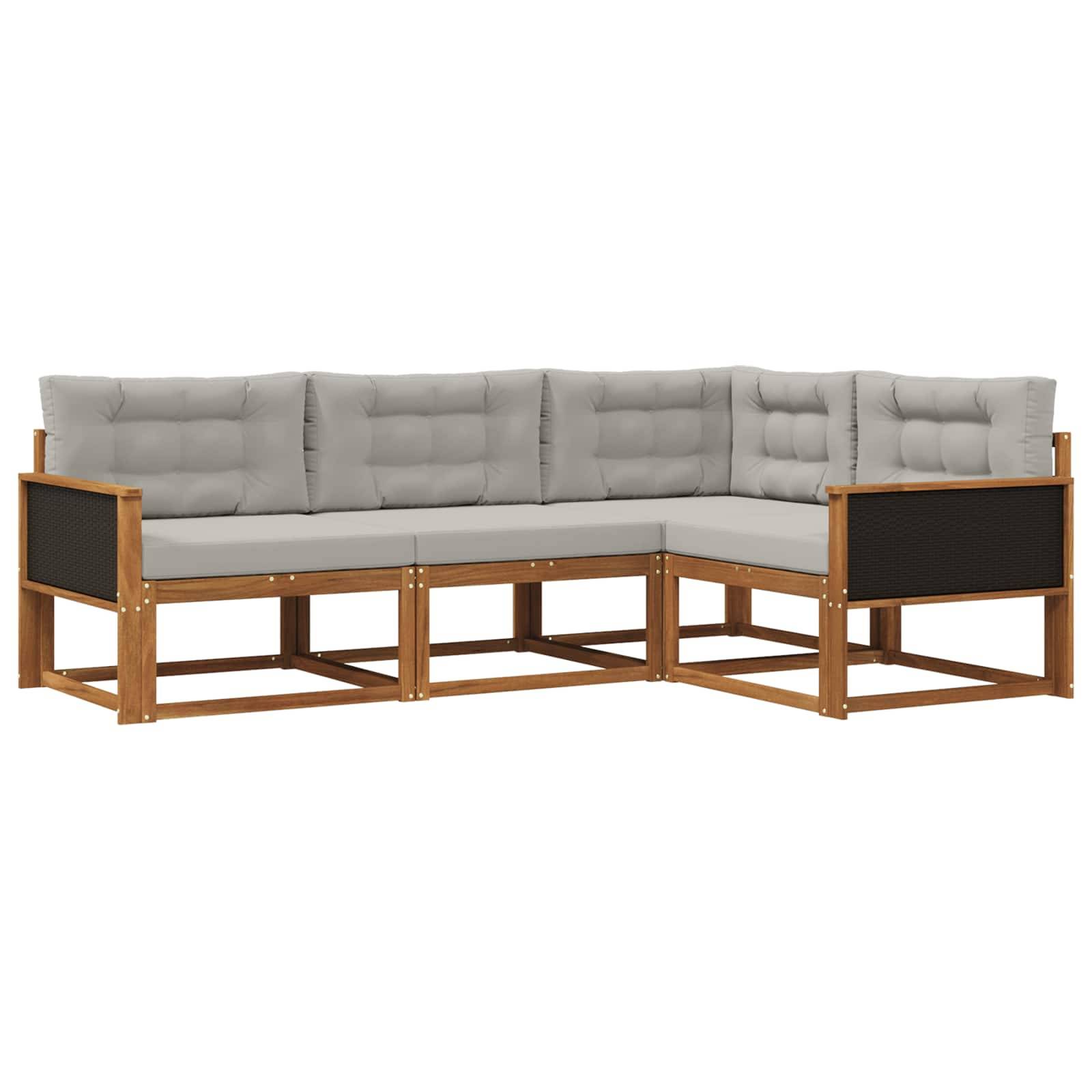 vidaXL Outdoor-Sofagarnitur mit Kissen 4 pcs Natur und Hellgrau