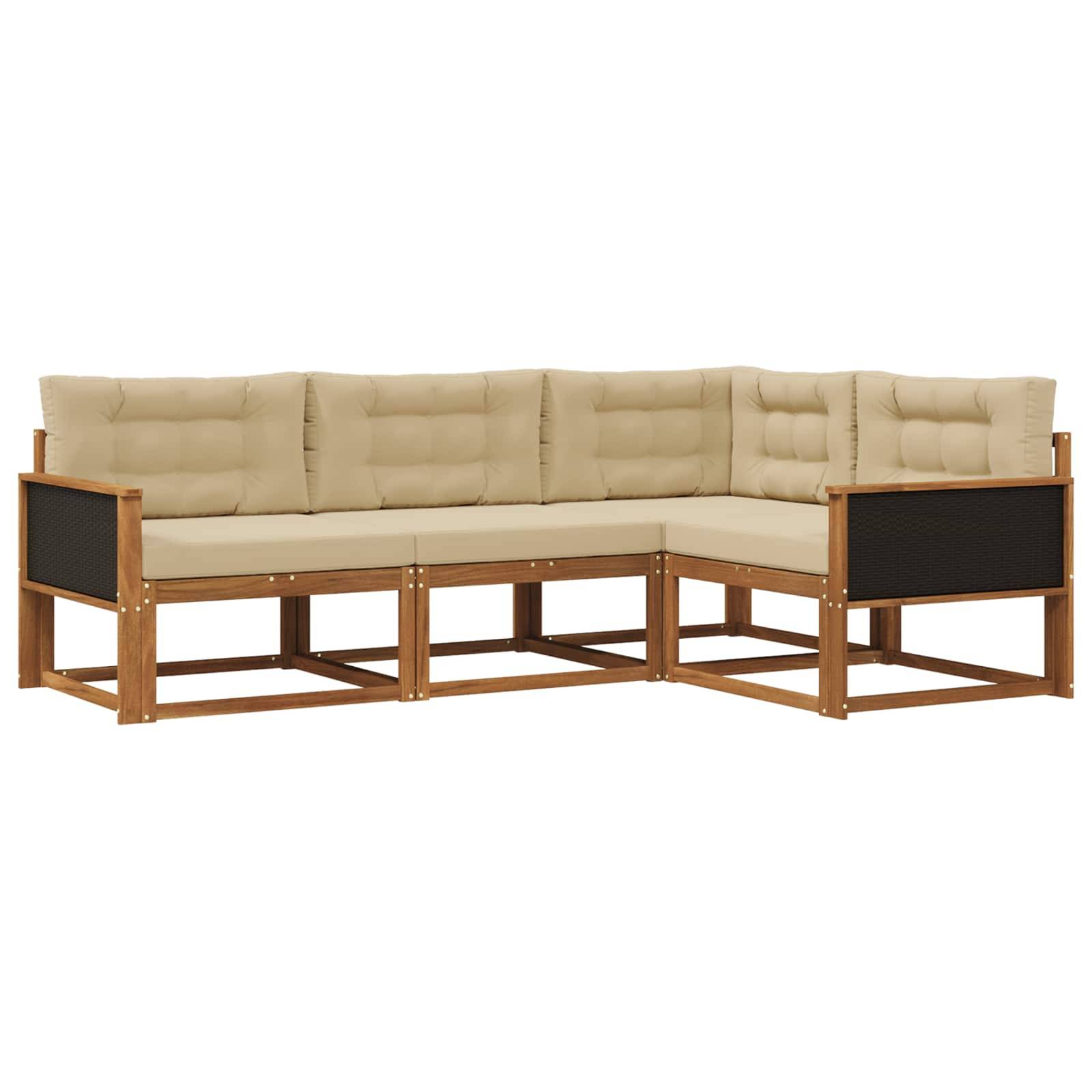 vidaXL Outdoor-Sofagarnitur mit Kissen 4 pcs Natur und Beige