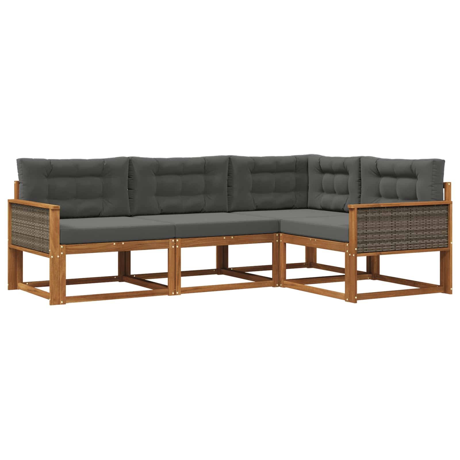 vidaXL Outdoor-Sofagarnitur mit Kissen 4 pcs Natur und Anthrazit