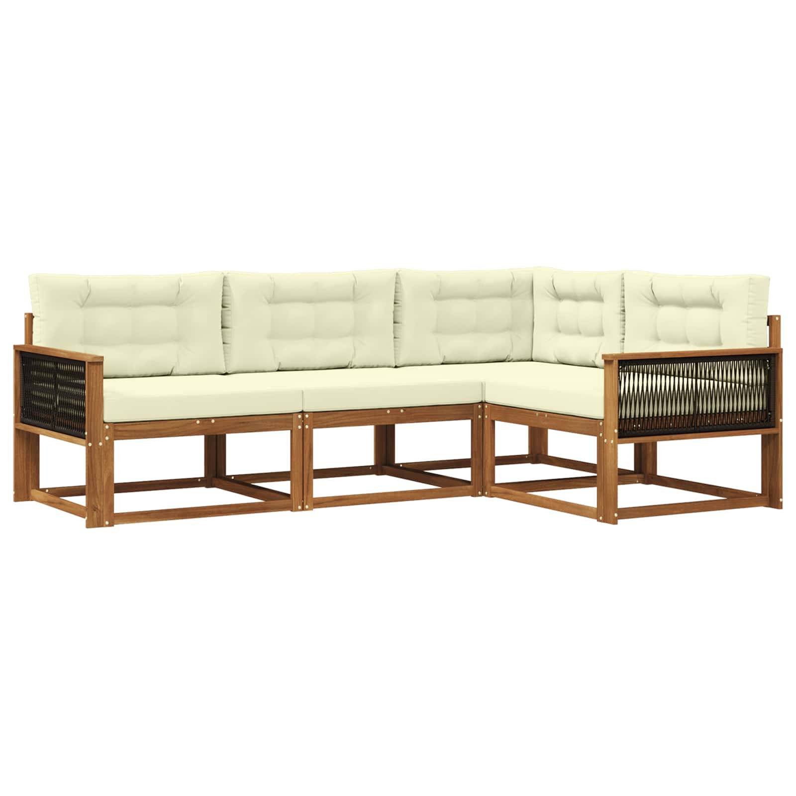 vidaXL Outdoor-Sofagarnitur mit Kissen 4 pcs Natur und Creme