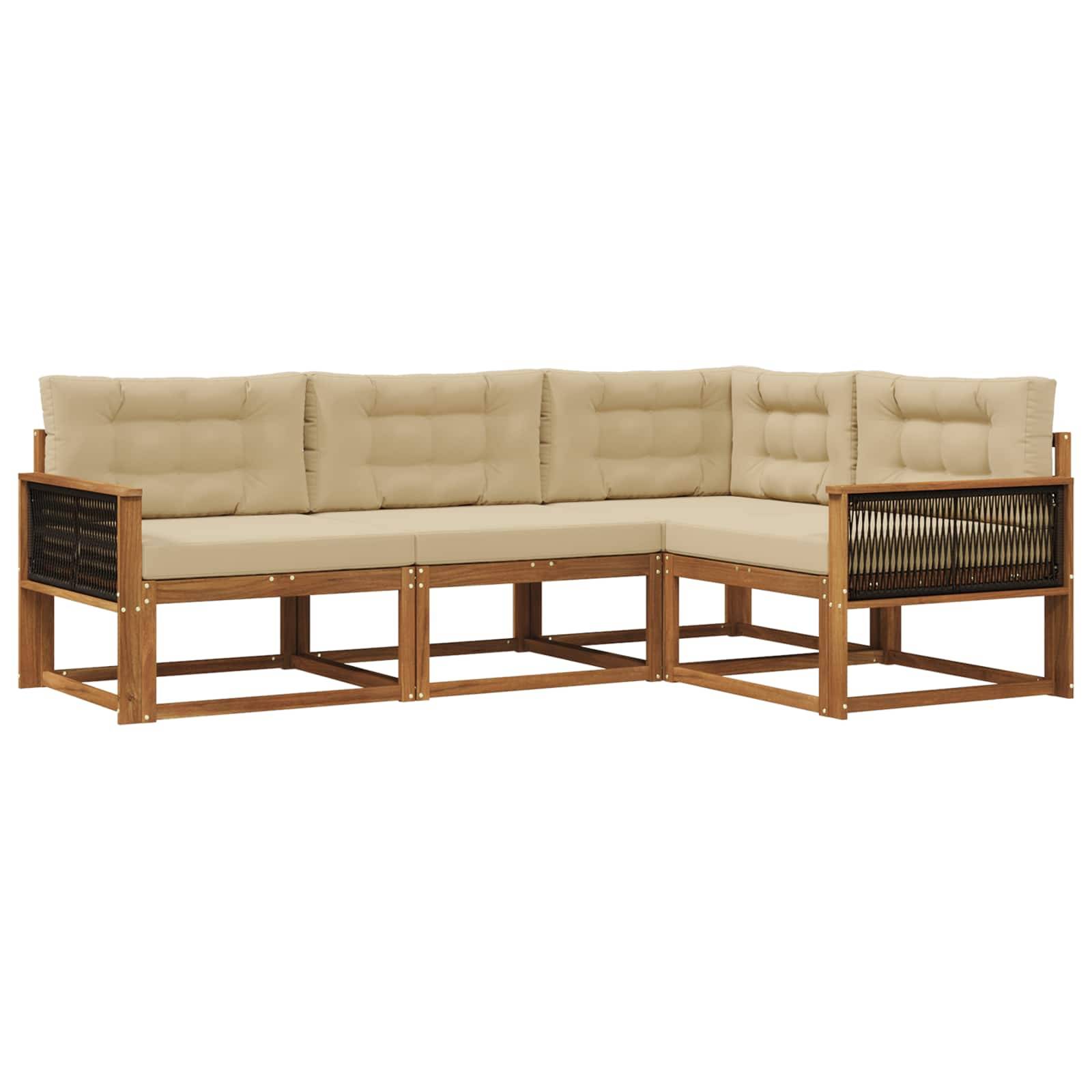 vidaXL Outdoor-Sofagarnitur mit Kissen 4 pcs Natur und Beige