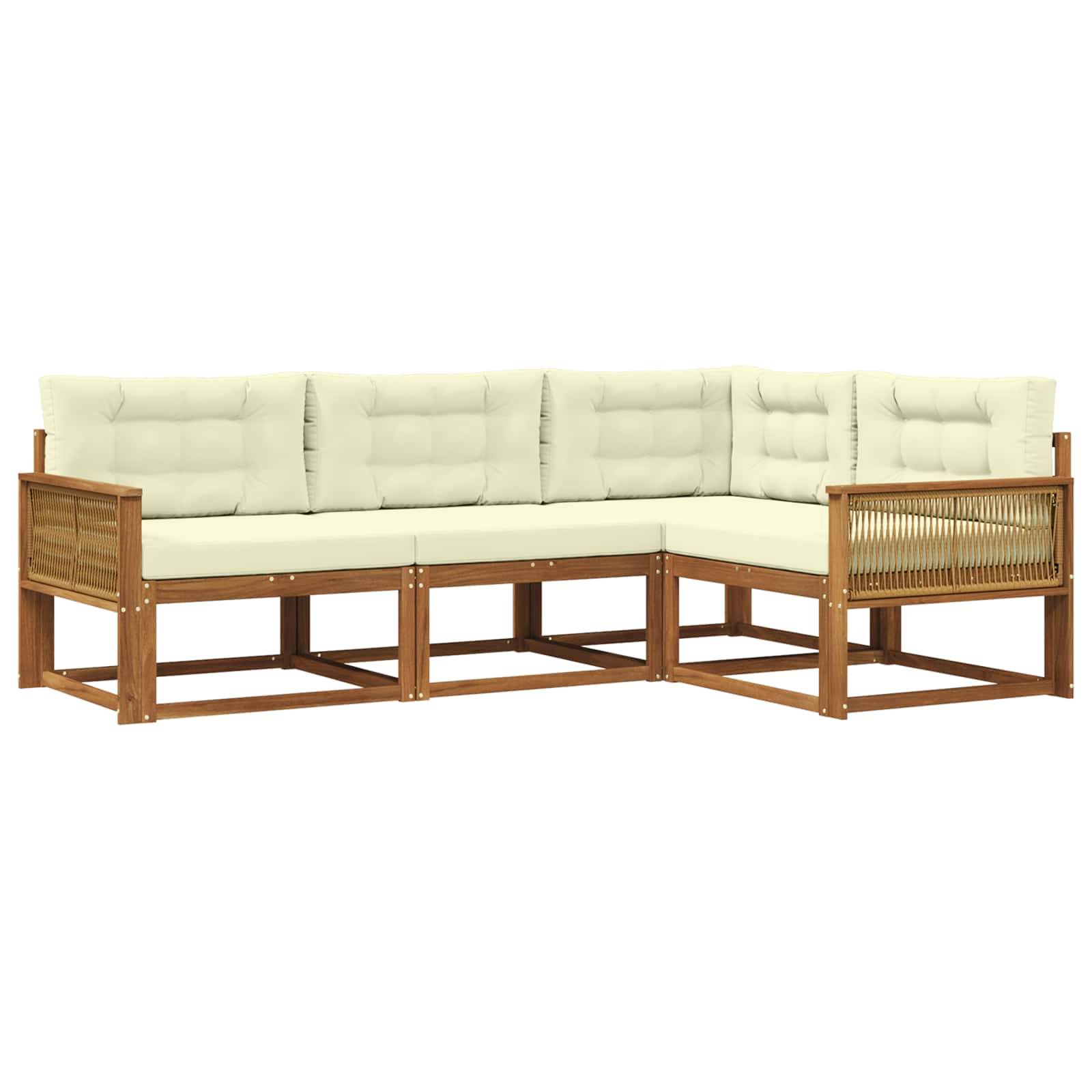 vidaXL Outdoor-Sofagarnitur mit Kissen 4 pcs Natur und Creme