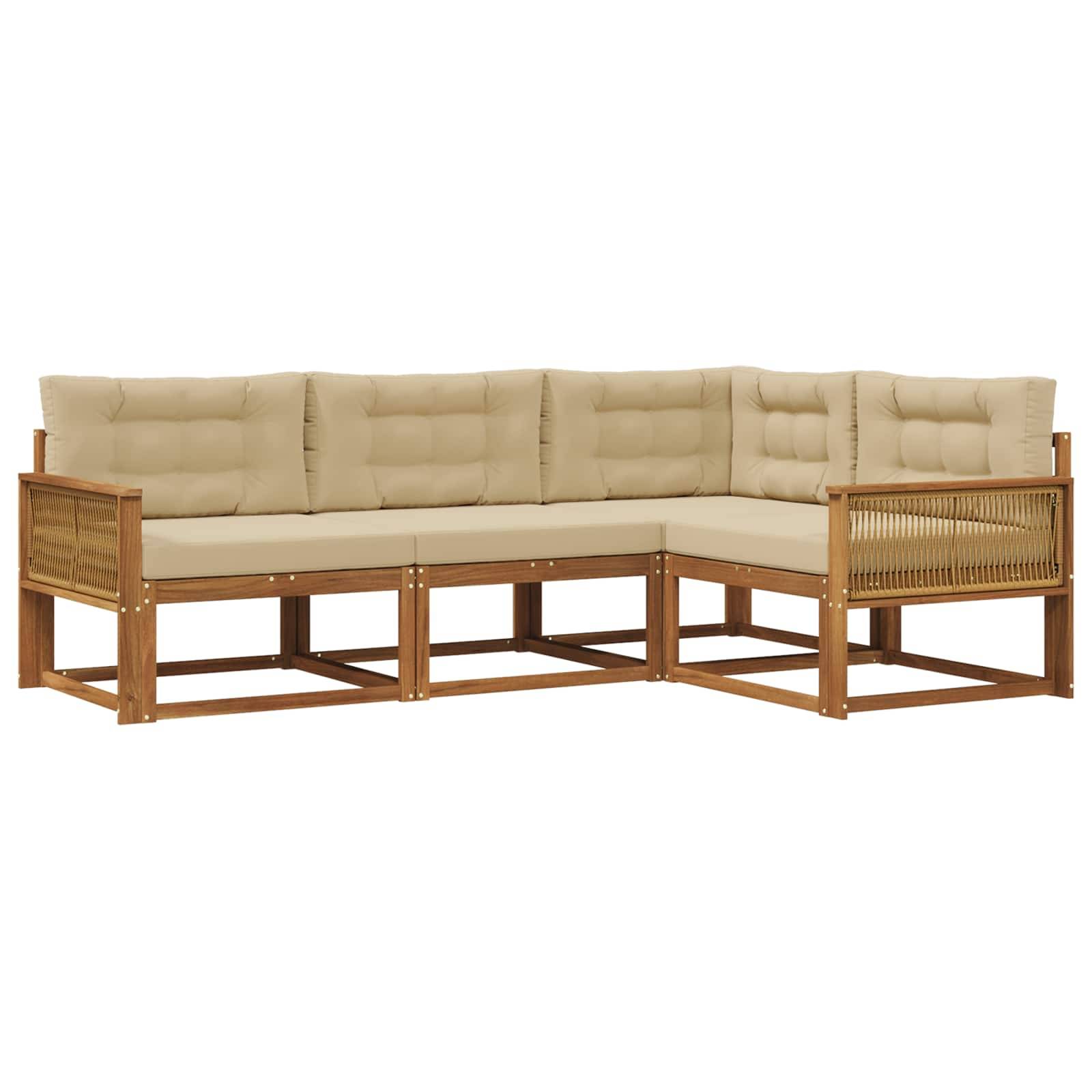 vidaXL Outdoor-Sofagarnitur mit Kissen 4 pcs Natur und Beige