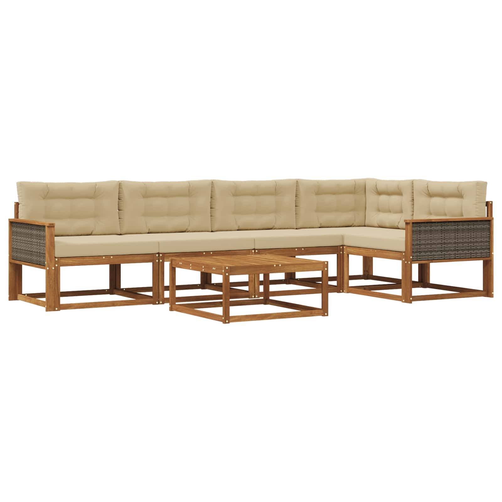 vidaXL Outdoor-Sofagarnitur mit Kissen 6 pcs Natur und Beige