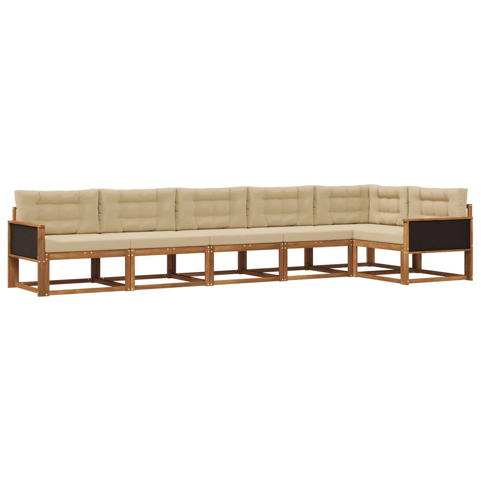 vidaXL Outdoor-Sofagarnitur mit Kissen 6 pcs Natur und Beige