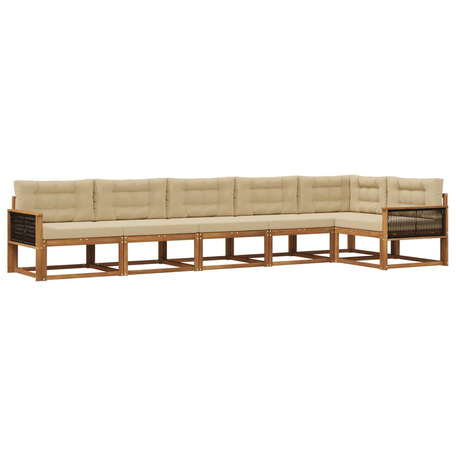 vidaXL Outdoor-Sofagarnitur mit Kissen 6 pcs Natur und Beige